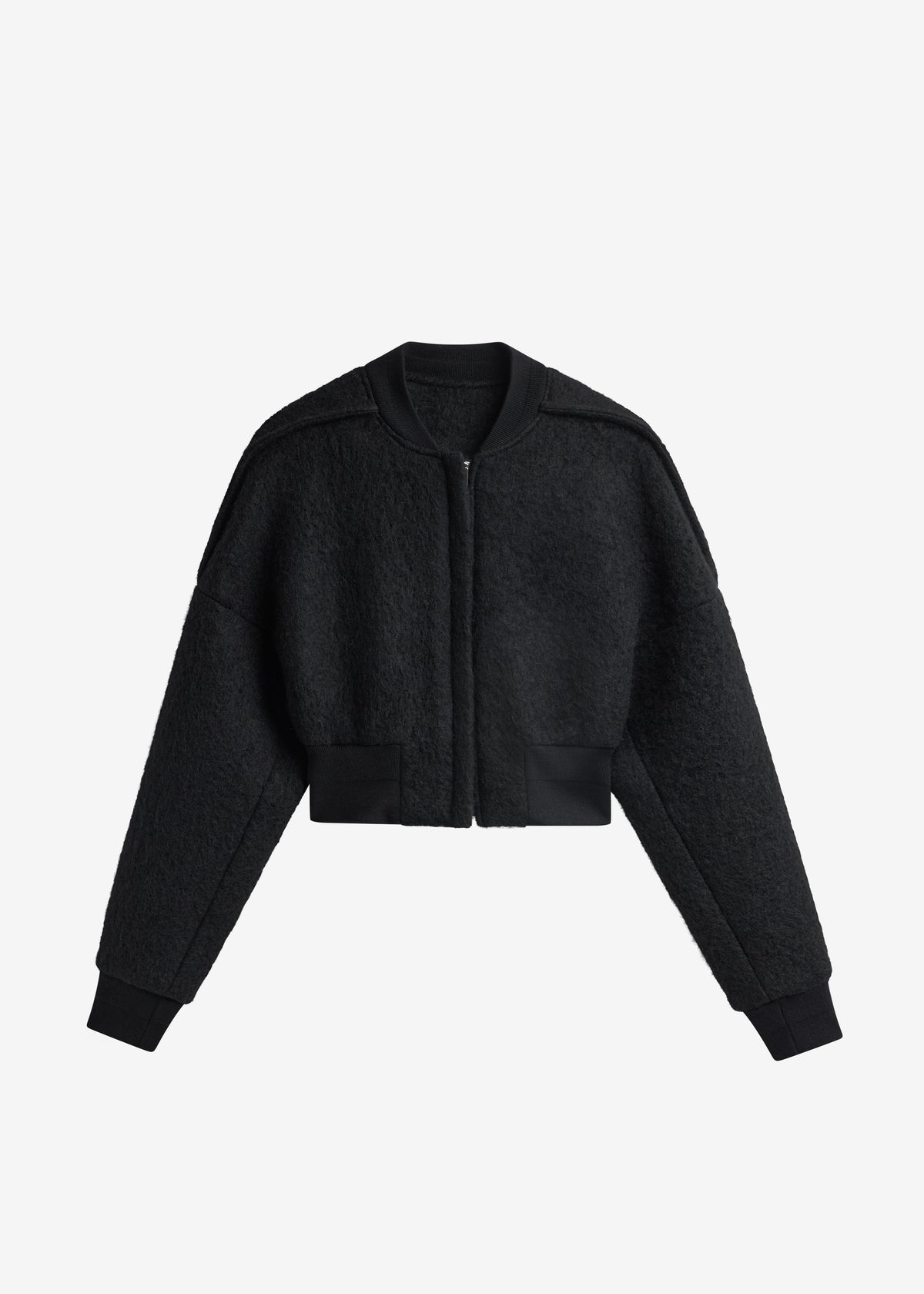 Dimaro Wool Cropped Bomber Jacket - Black - 8