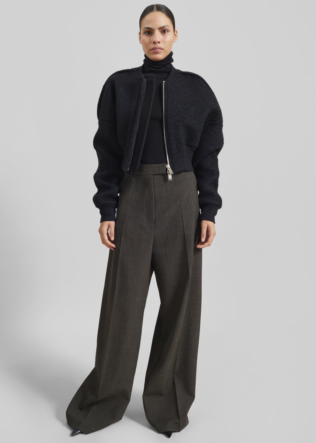 Dimaro Wool Cropped Bomber Jacket - Black - 5