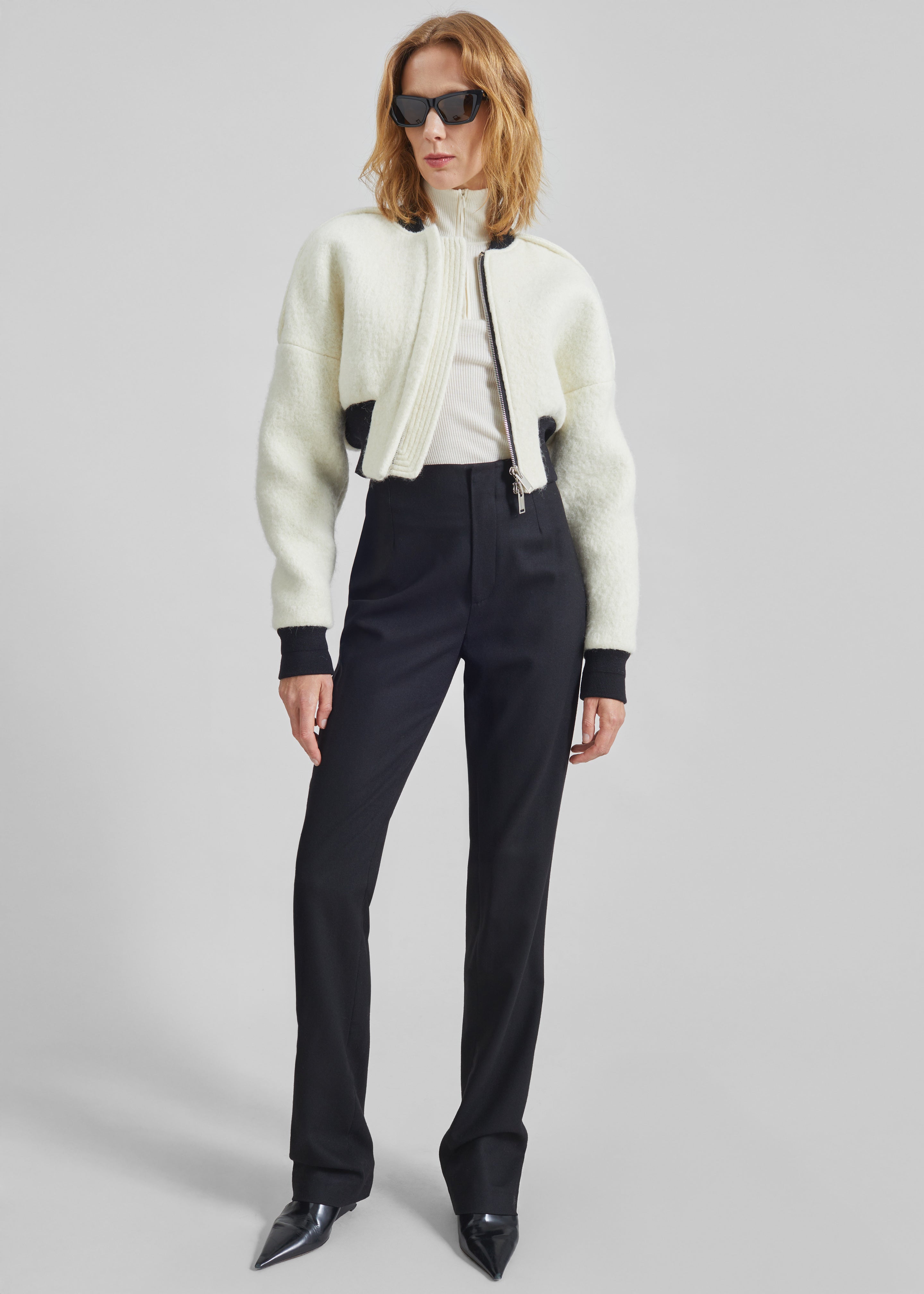 Dimaro Wool Cropped Bomber Jacket - Ivory - 6