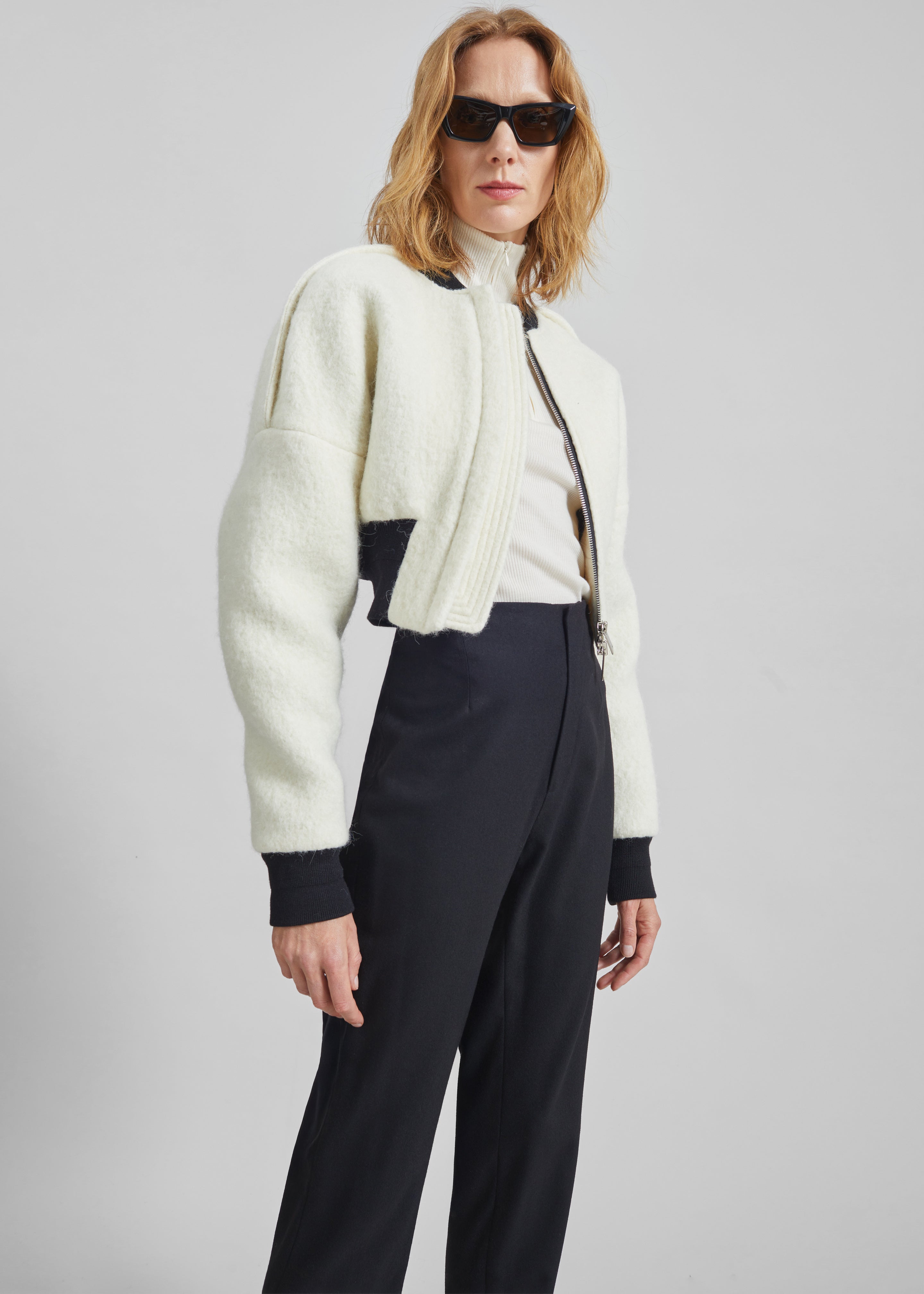 Dimaro Wool Cropped Bomber Jacket - Ivory – The Frankie Shop