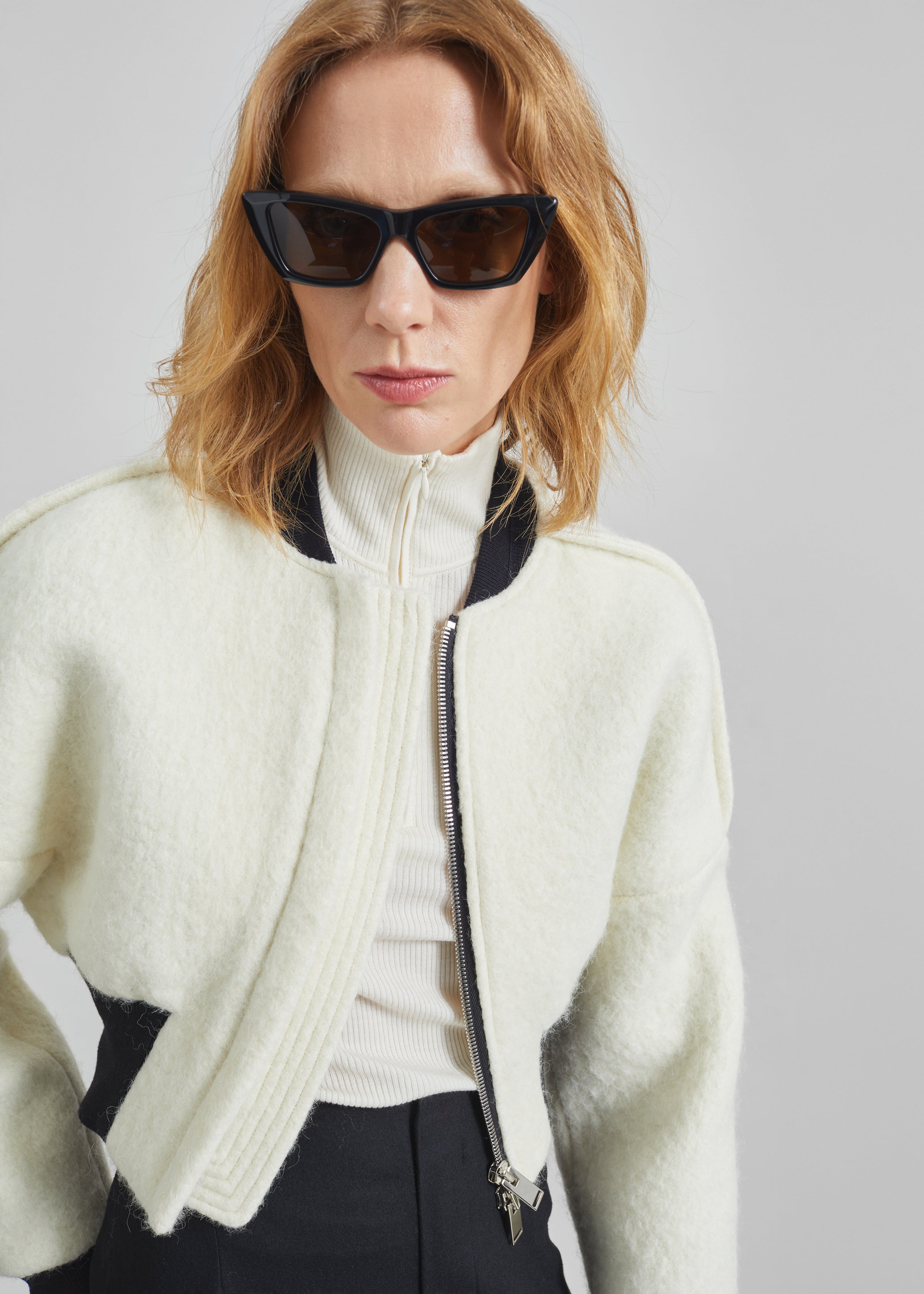 Dimaro Wool Cropped Bomber Jacket - Ivory – The Frankie Shop