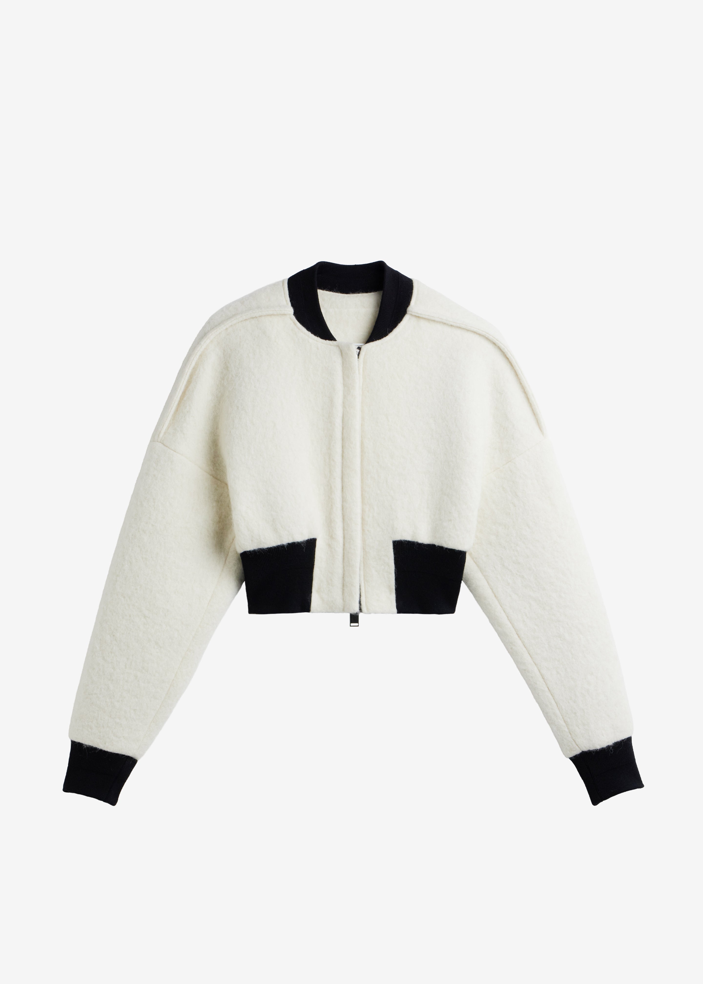 Dimaro Wool Cropped Bomber Jacket - Ivory - 12