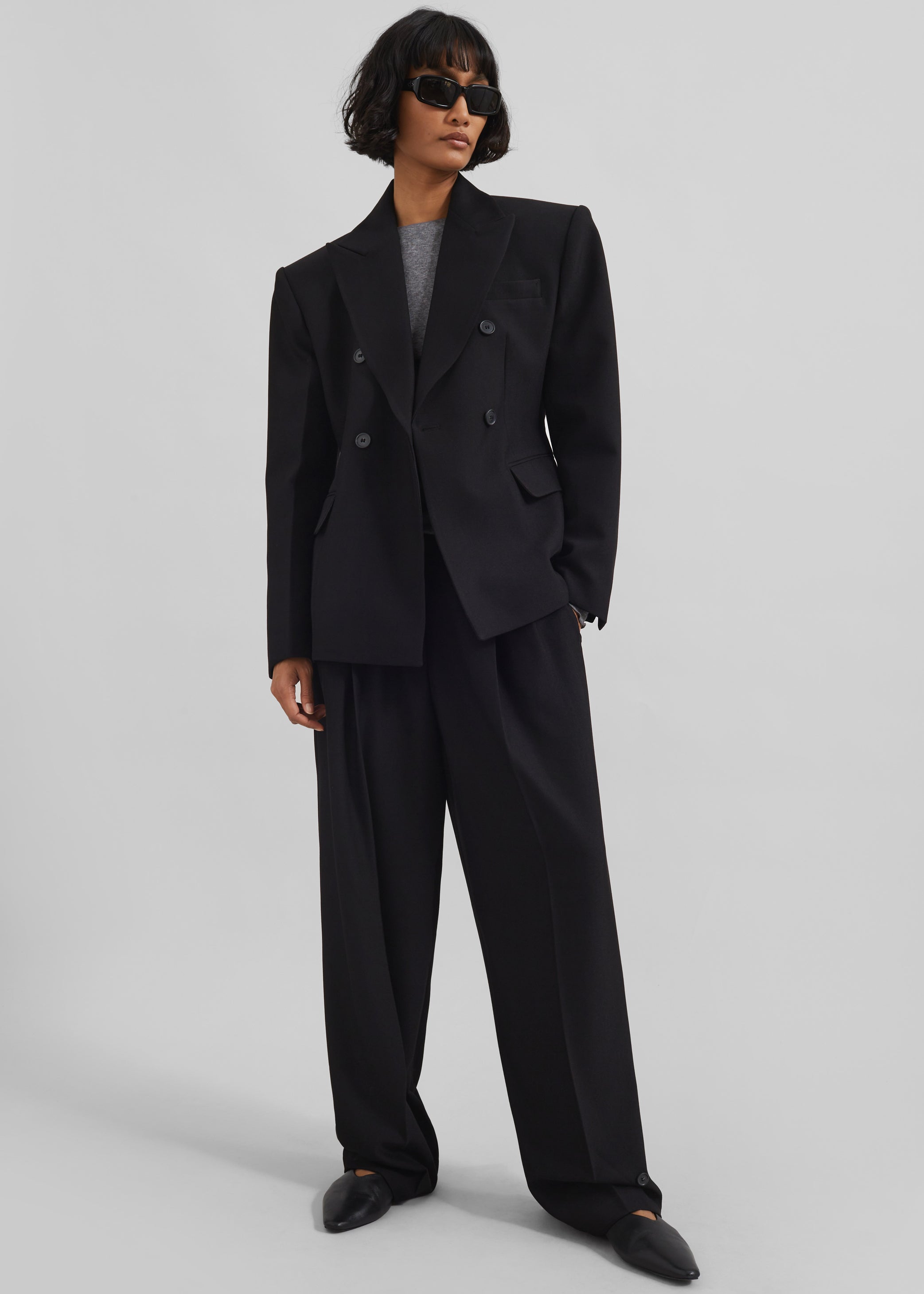 Shop the look image for Doyer Pleated Trousers - Black