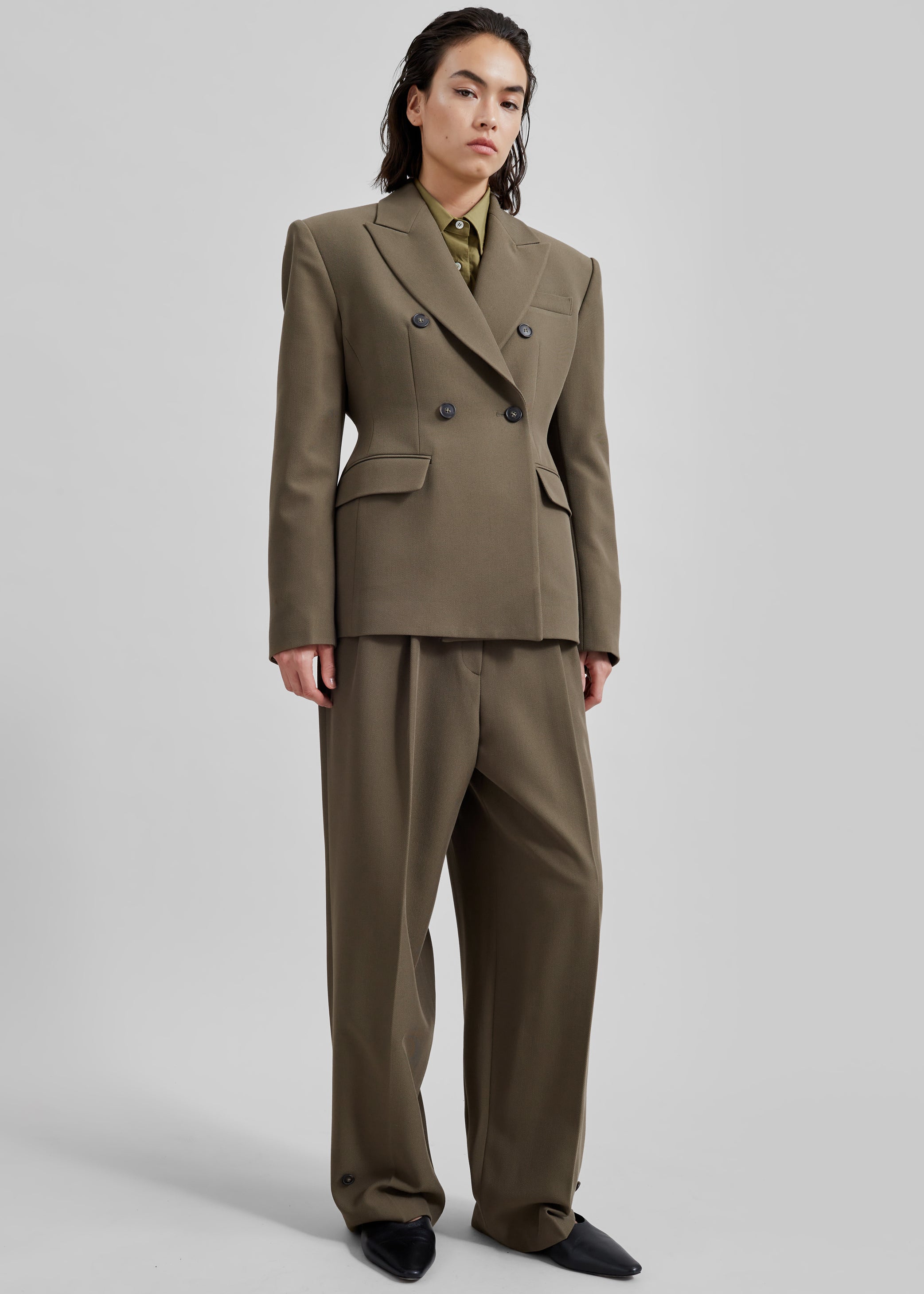 Shop the look image for Dina Pleated Trousers - Khaki