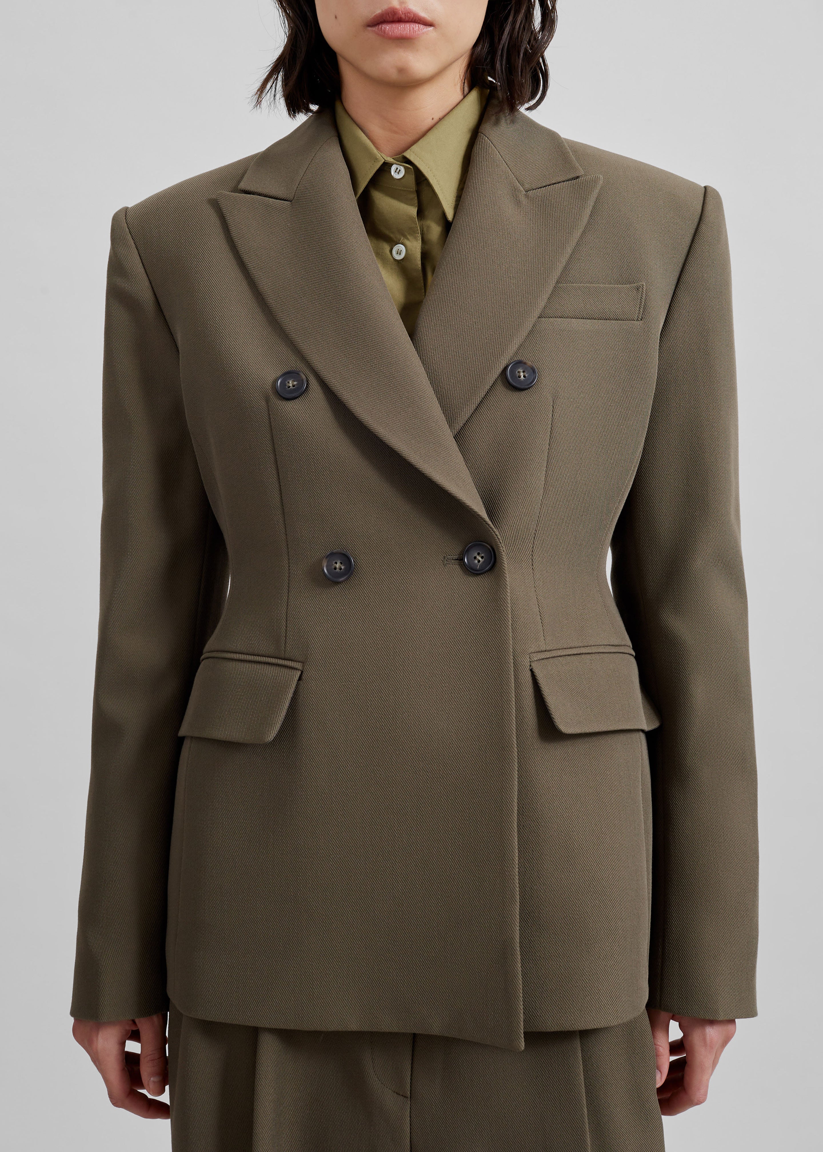 Dina Double Breasted Blazer - Khaki – The Frankie Shop