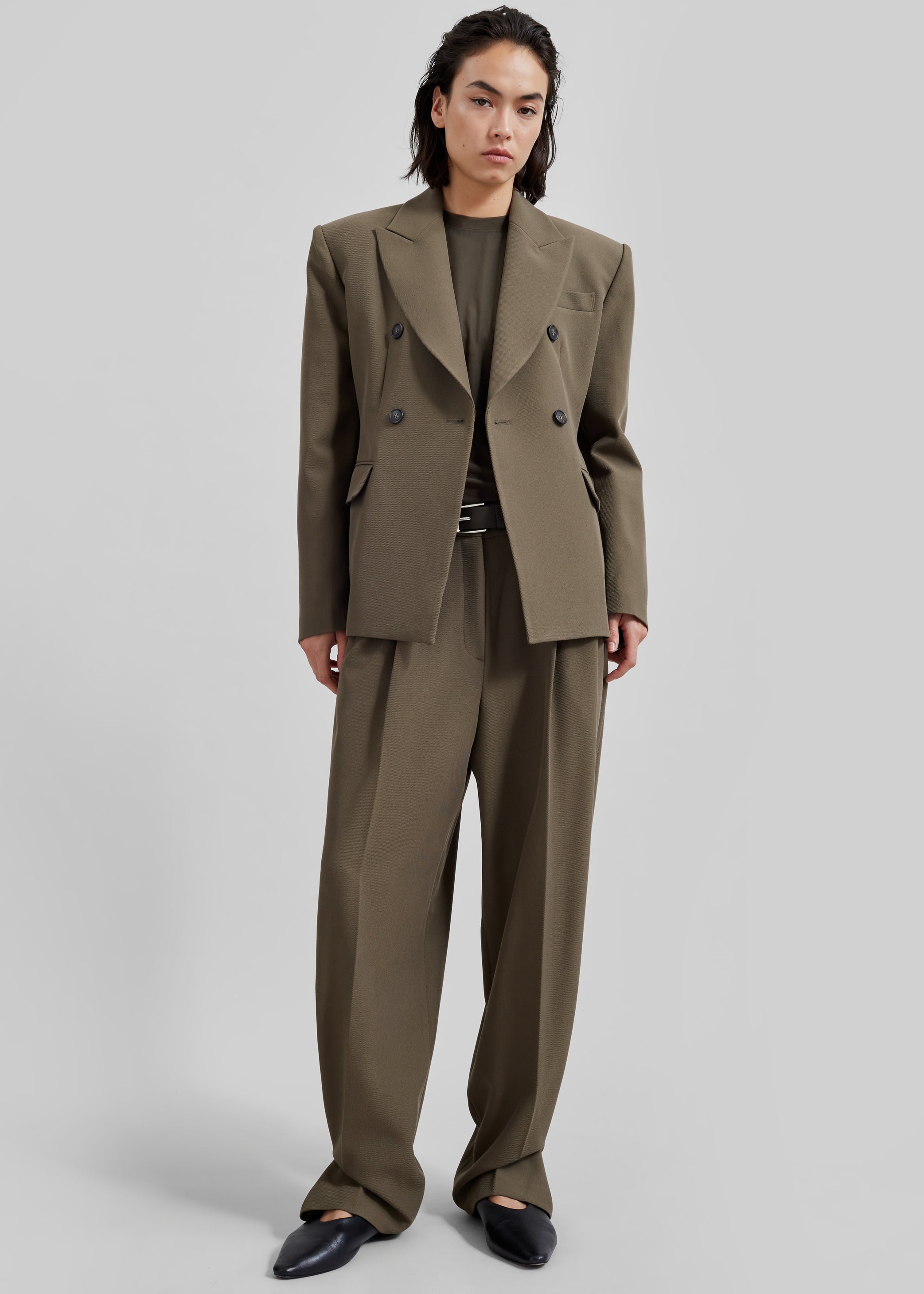Shop the look image for Dina Pleated Trousers - Khaki