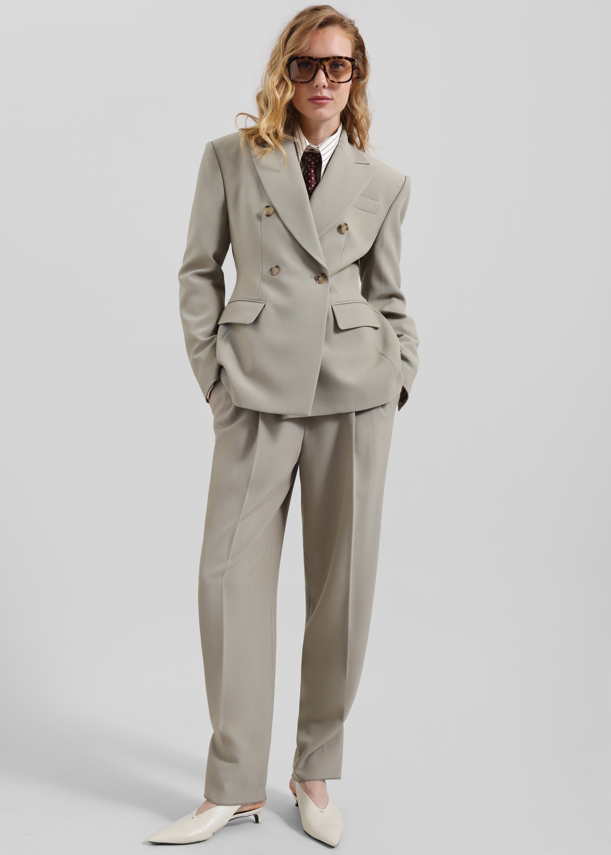 Shop the look image for Dina Pleated Trousers - Light Taupe