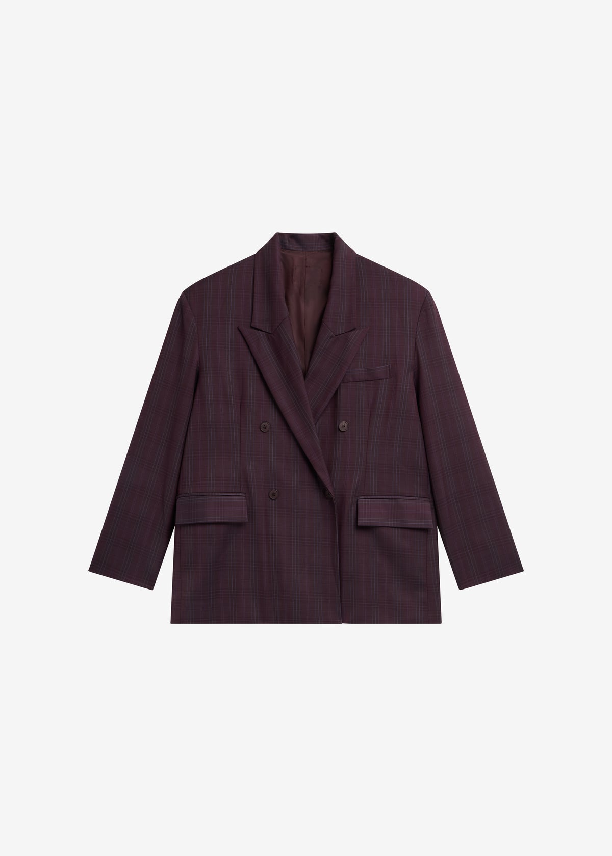 Dinant Padded Double-Breasted Blazer - Burgundy Plaid - 10
