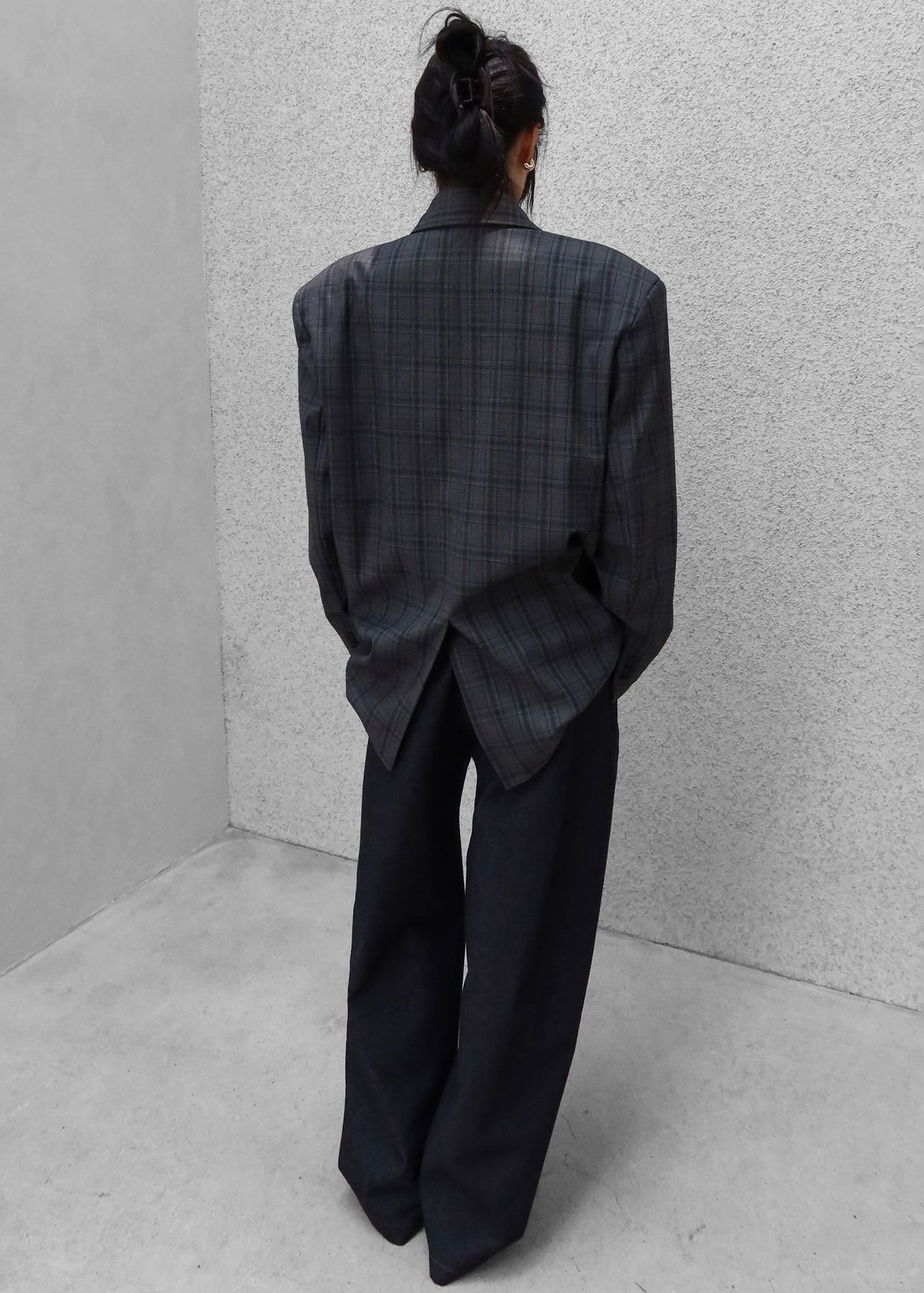 Dinant Padded Double-Breasted Blazer - Grey Plaid - 9