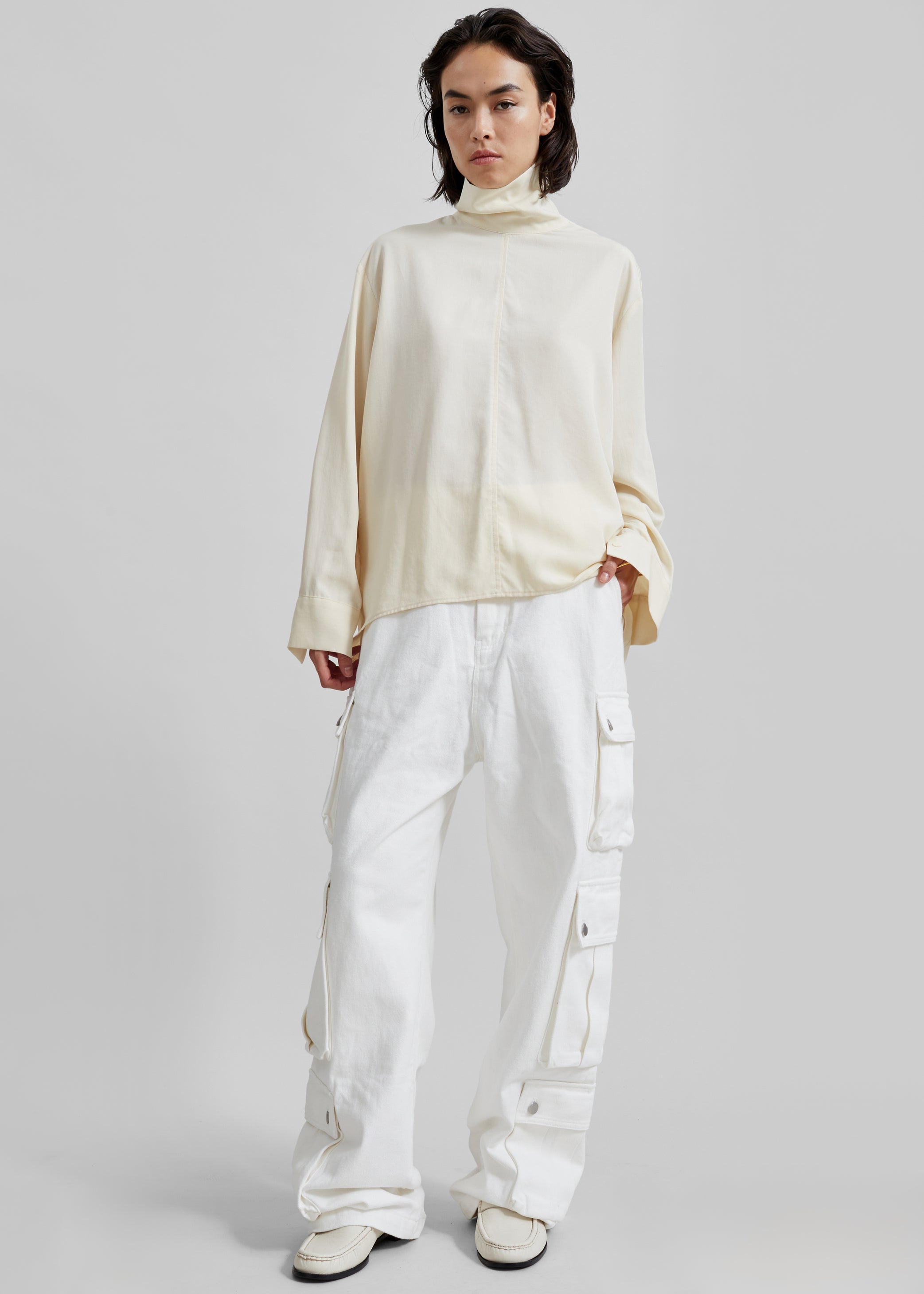 Shop the look image for Dion Asymmetric Blouse - Beige