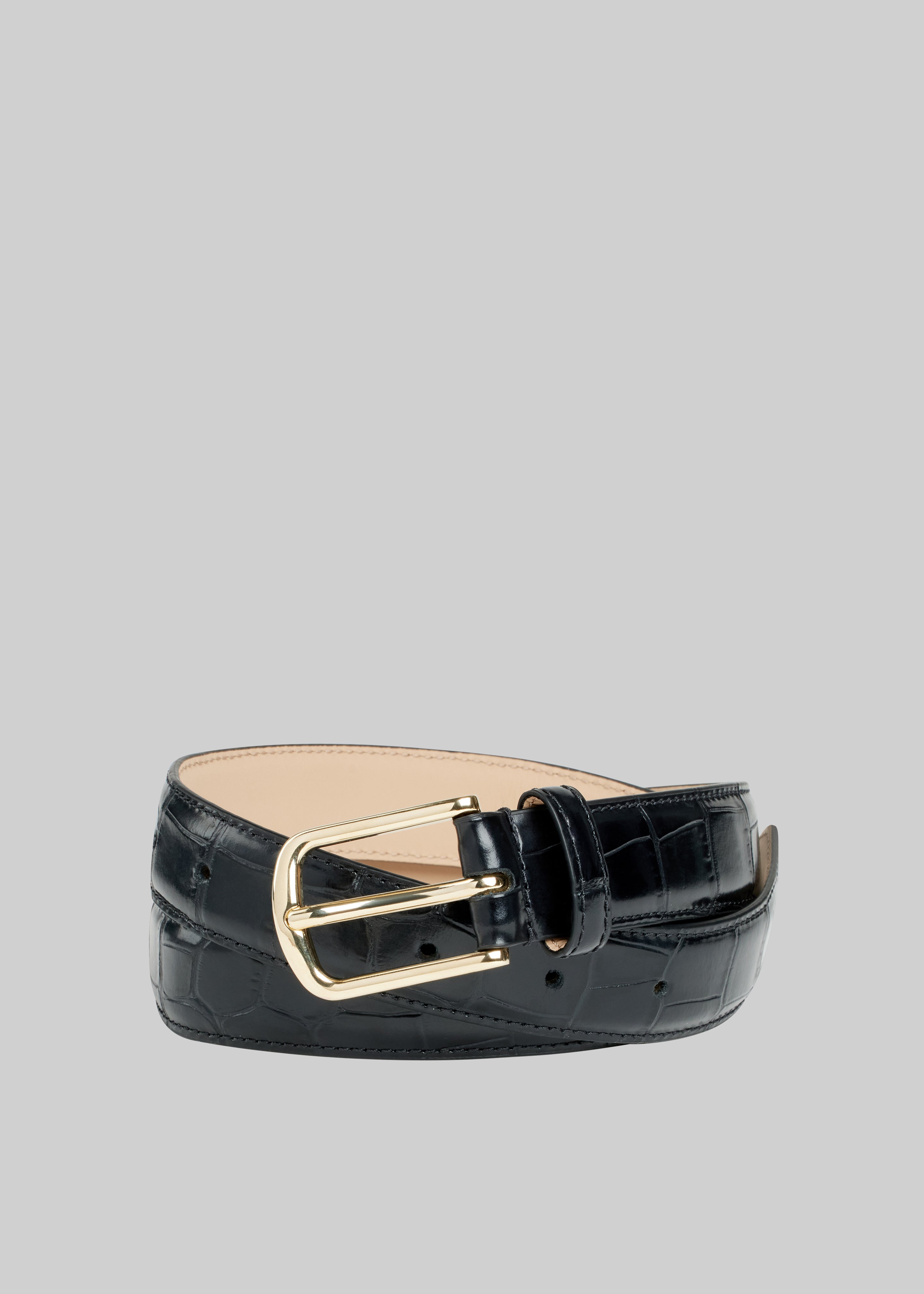 Dione Croc Leather Belt - Black – The Frankie Shop