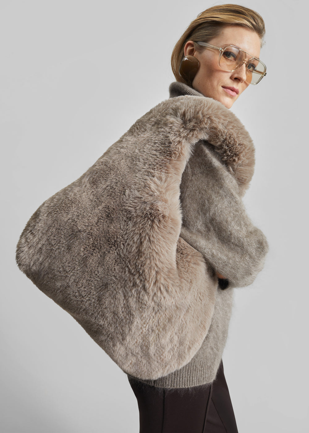 Dolomia Faux Fur Bag - Light Taupe