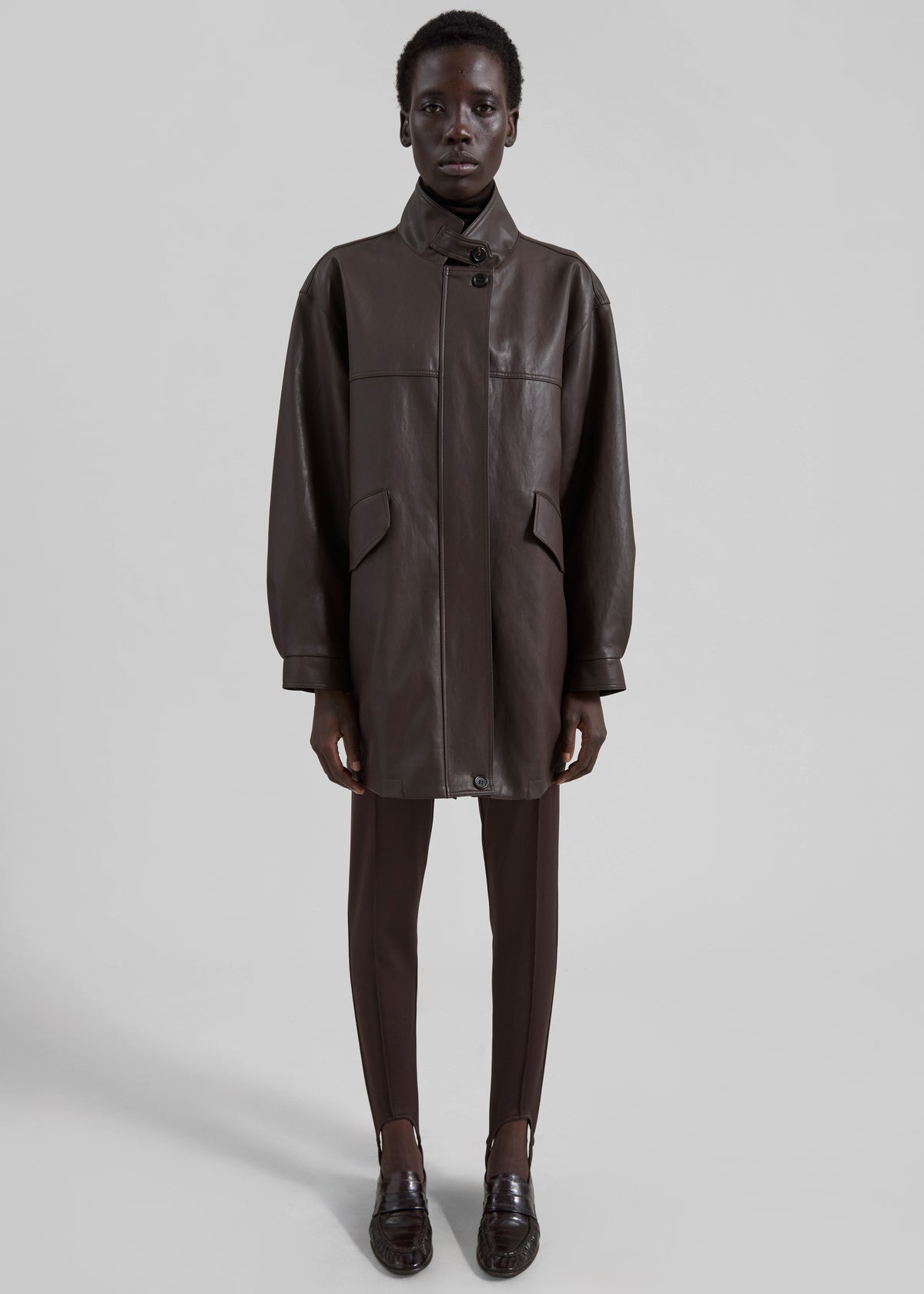 Douvrin Faux Leather Jacket - Brown - 6
