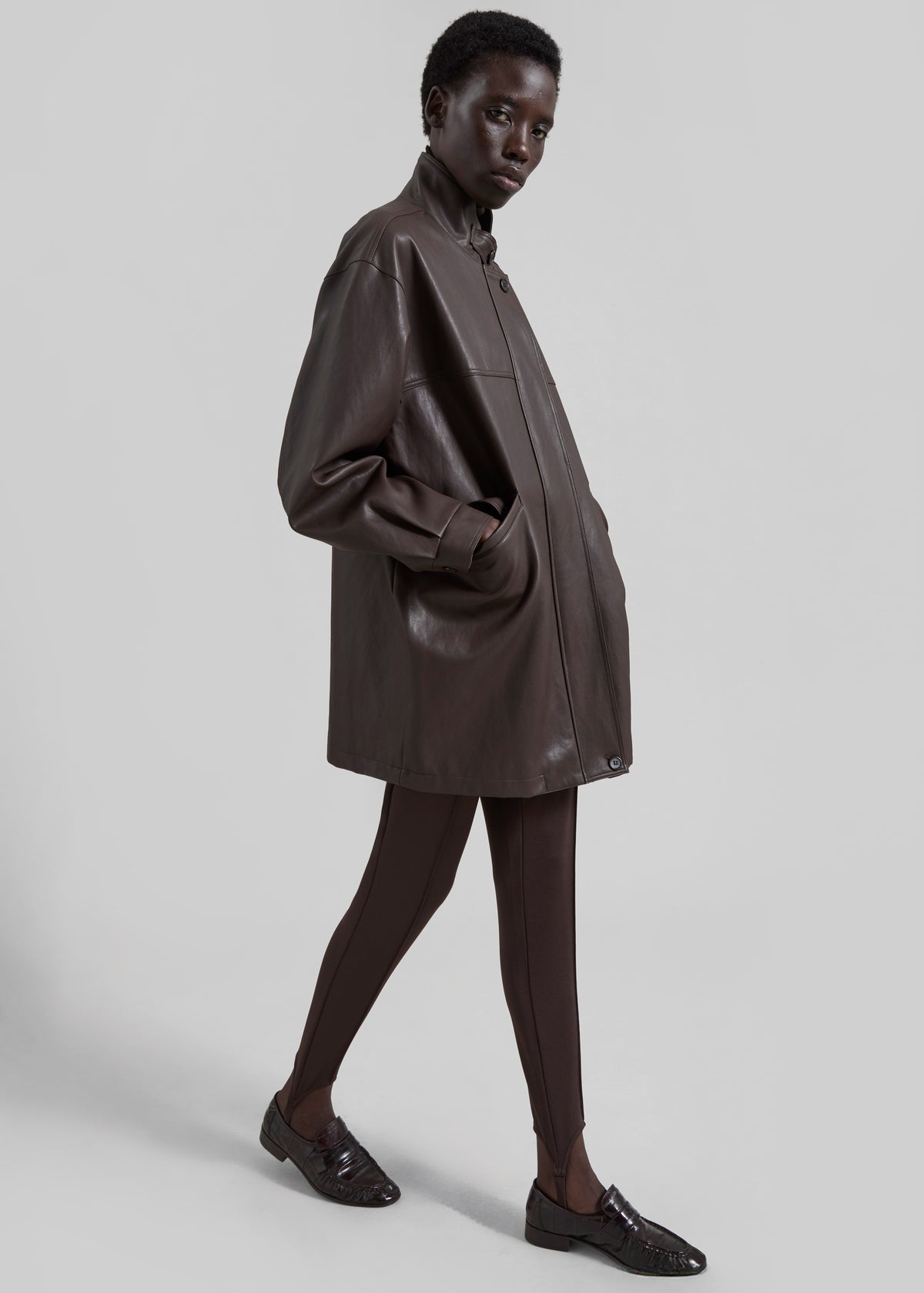 Douvrin Faux Leather Jacket - Brown - 2