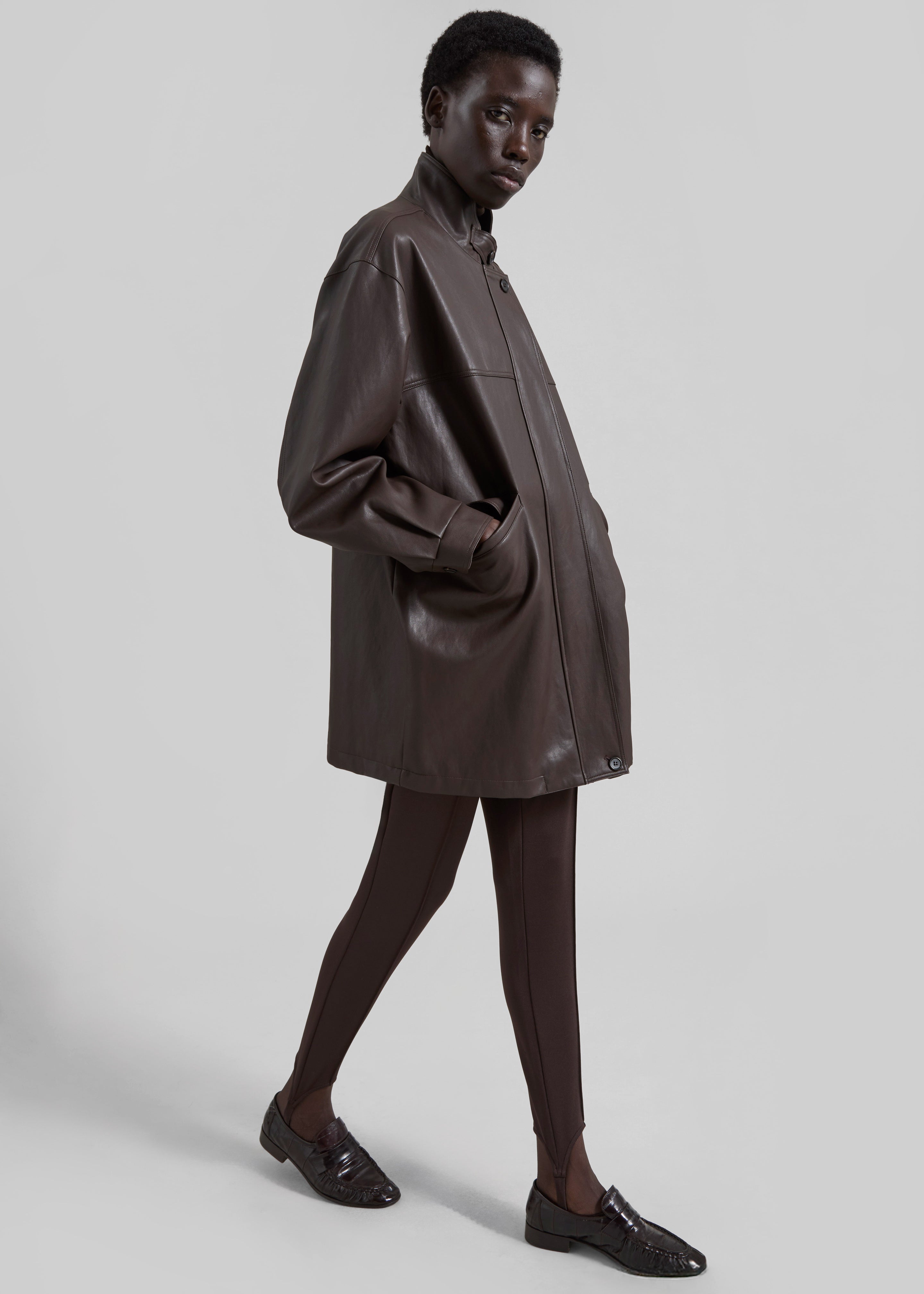 Douvrin Faux Leather Jacket - Brown - 2