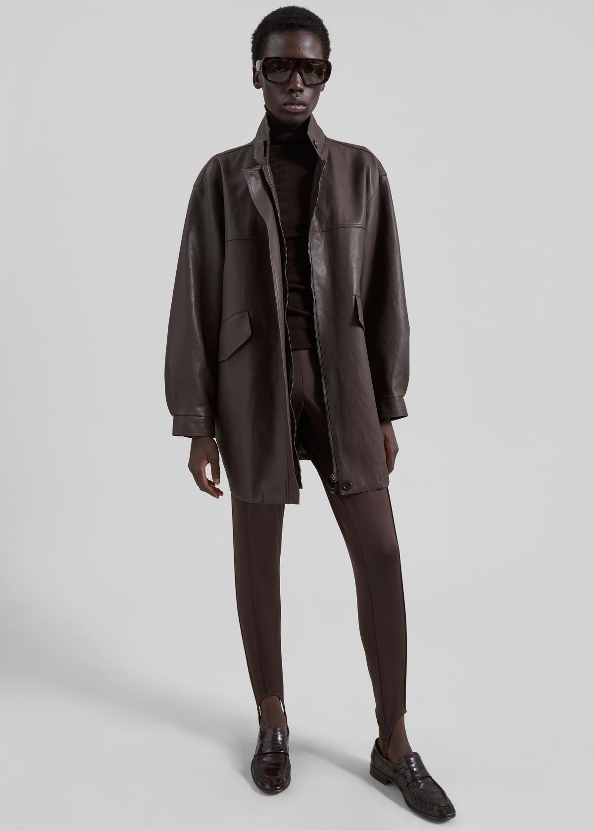 Douvrin Faux Leather Jacket - Brown - 4