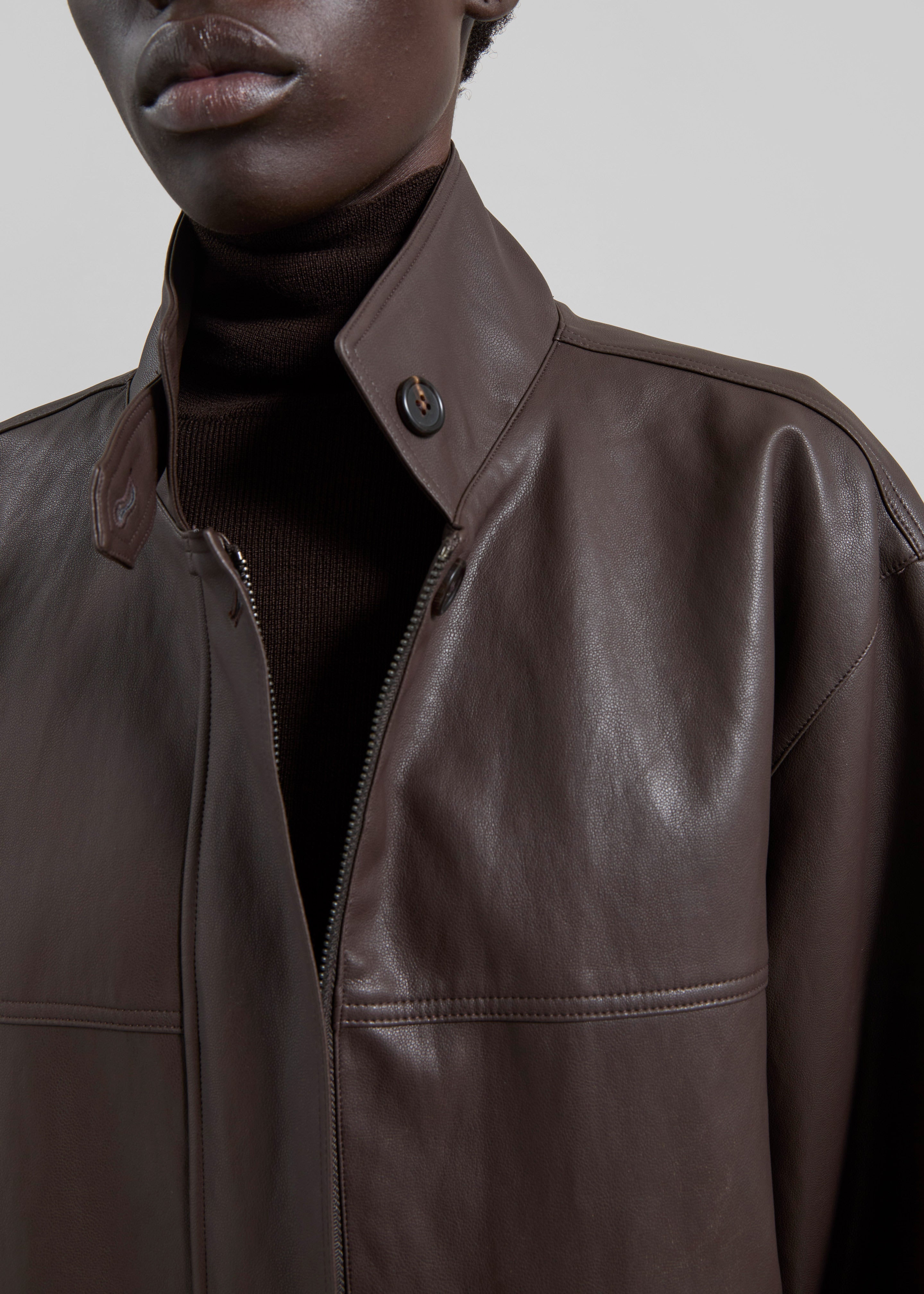 Douvrin Faux Leather Jacket - Brown – The Frankie Shop