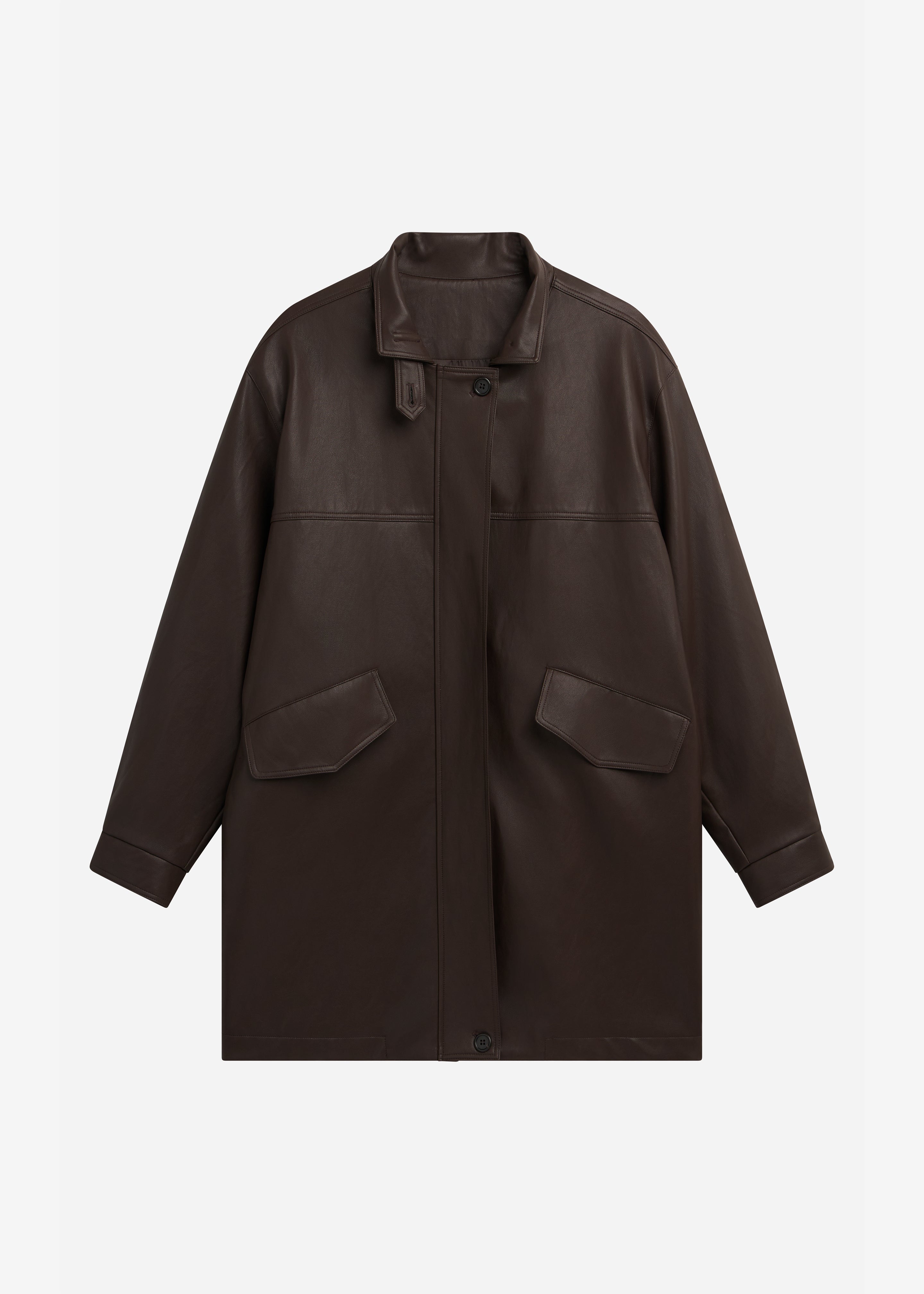 Douvrin Faux Leather Jacket - Brown - 8