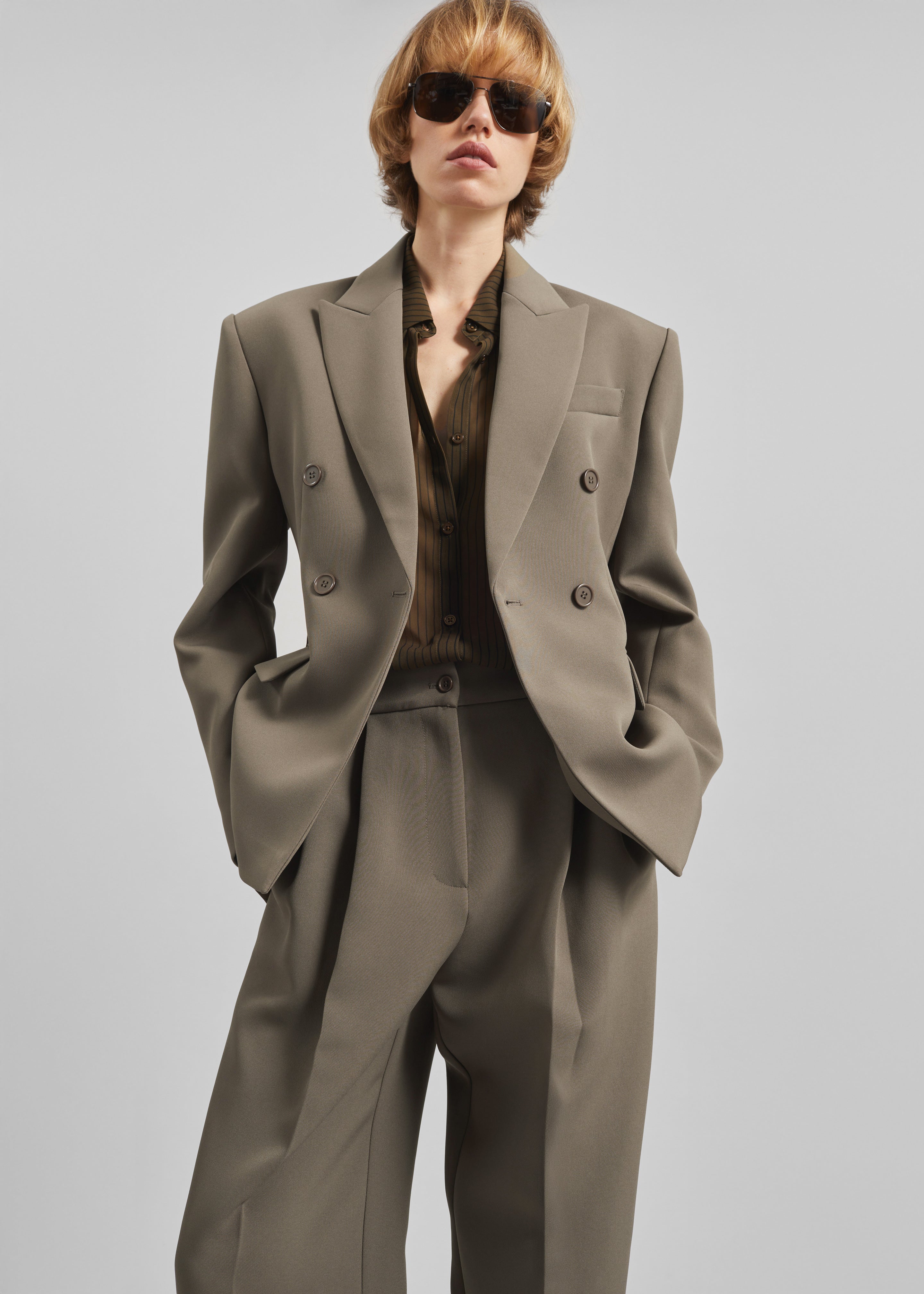 Doyer Cinched Blazer - Moss Green - 1