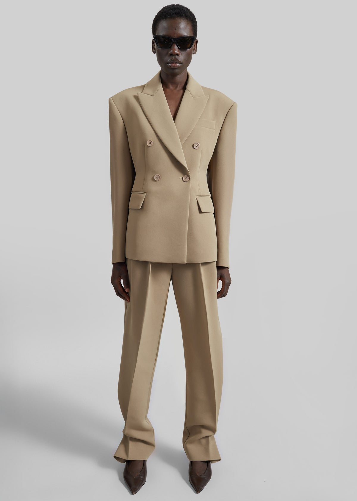 Doyer Pleated Trousers - Beige - 2