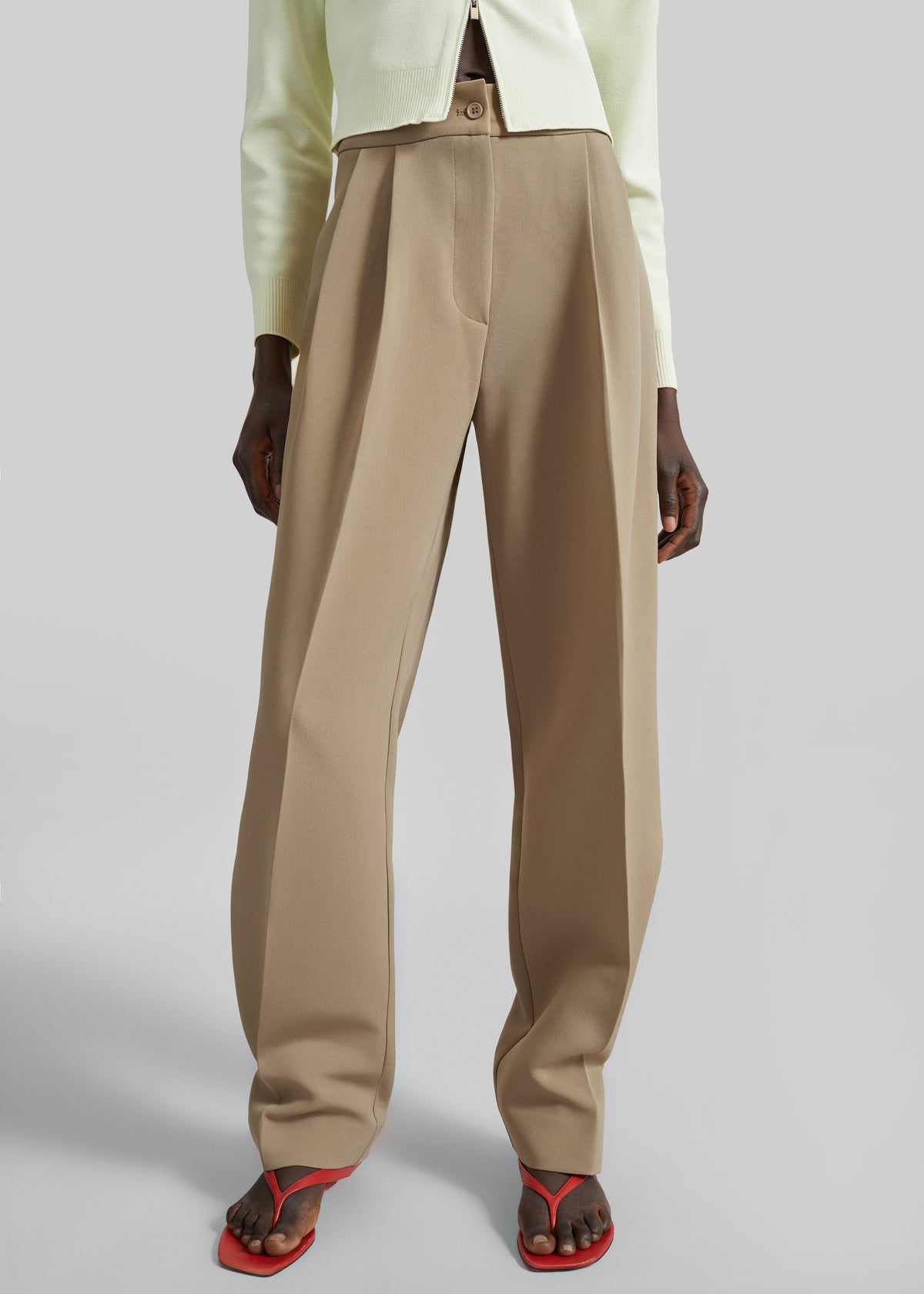 beige dress trousers Doyer Pleated Trousers