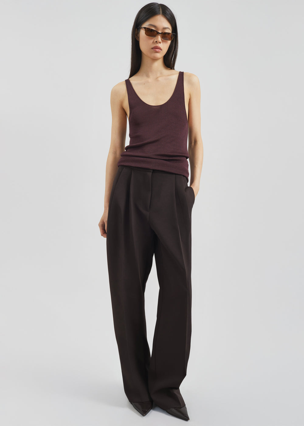 Doyer Pleated Trousers - Brown - 1