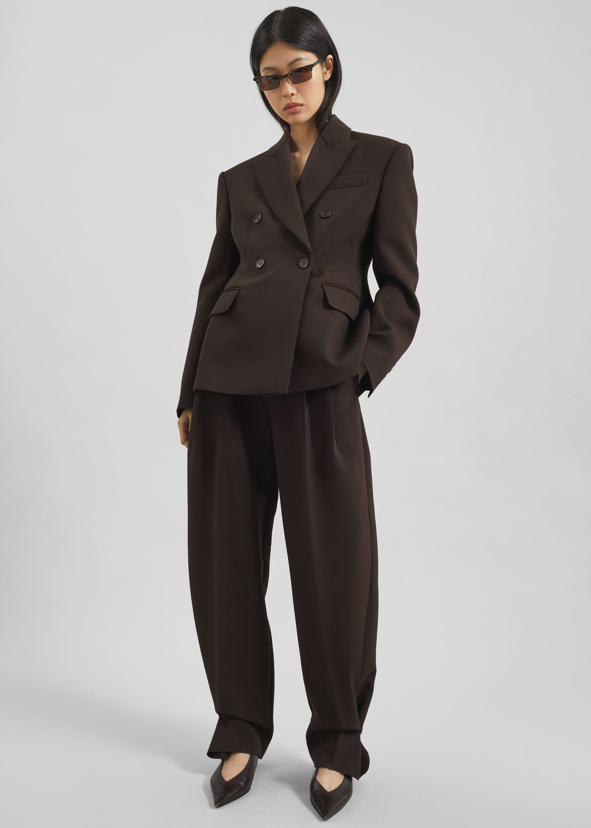 Doyer Pleated Trousers - Brown - 1