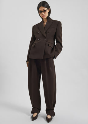 Doyer Pleated Trousers - Brown