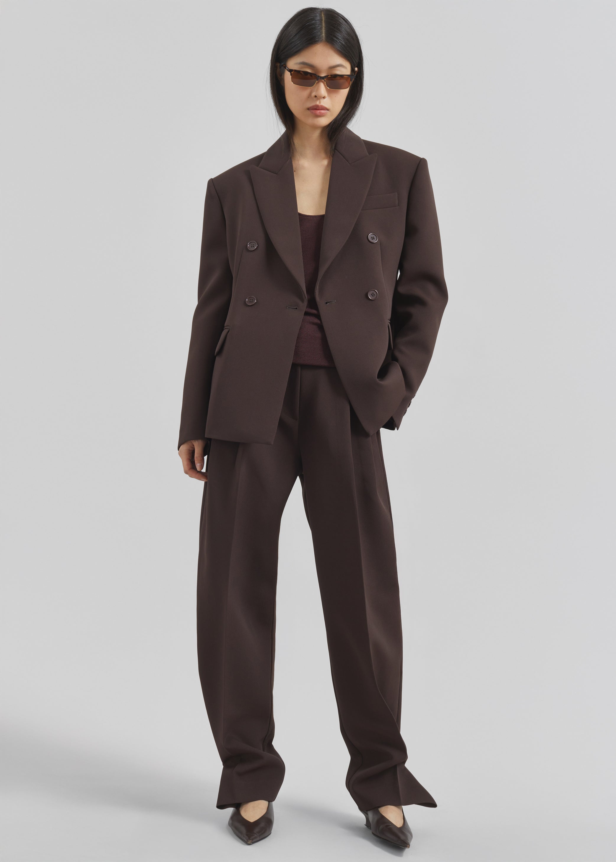 Shop the look image for Doyer Pleated Trousers - Brown