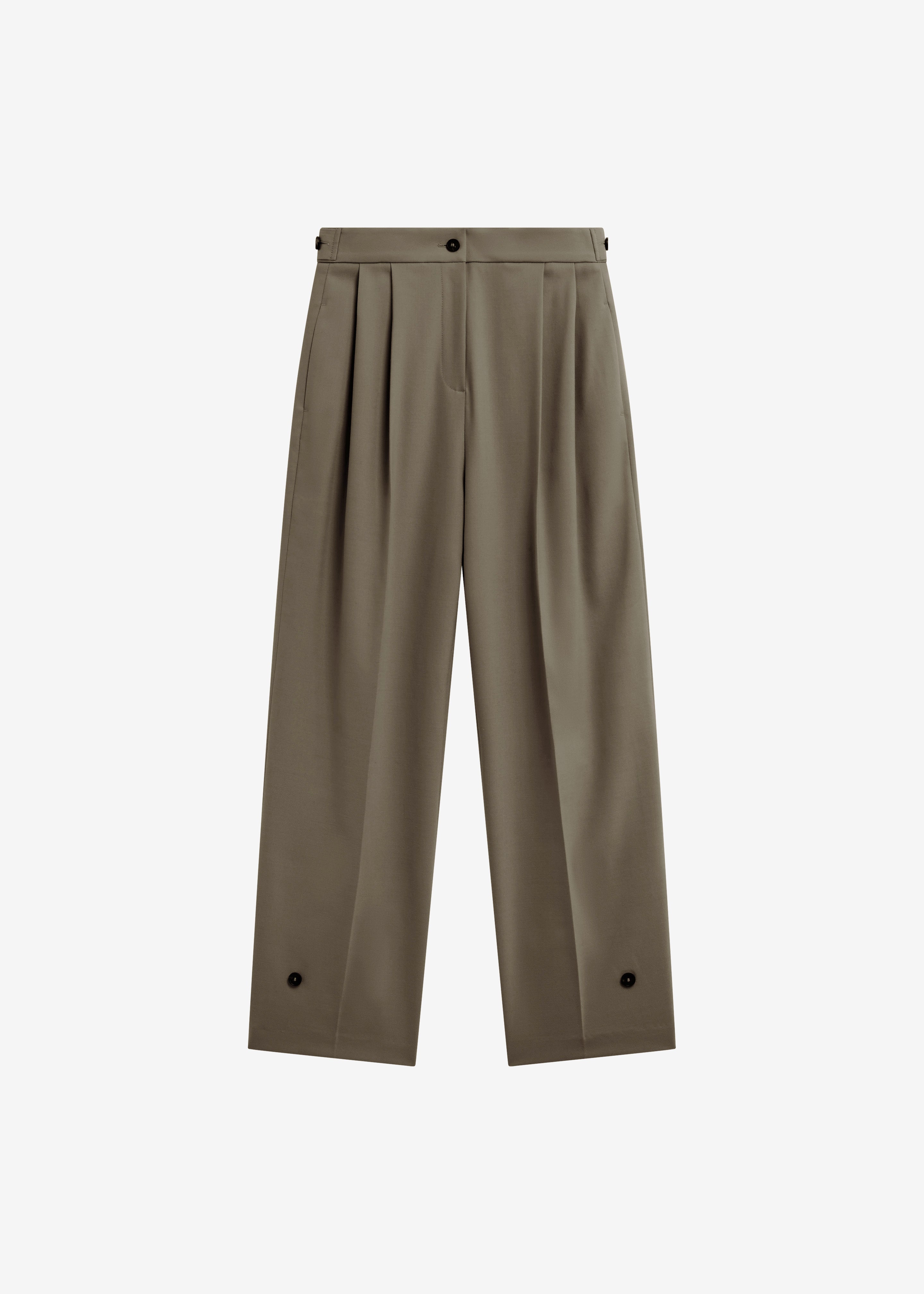 Doyer Pleated Trousers - Moss Green - 8