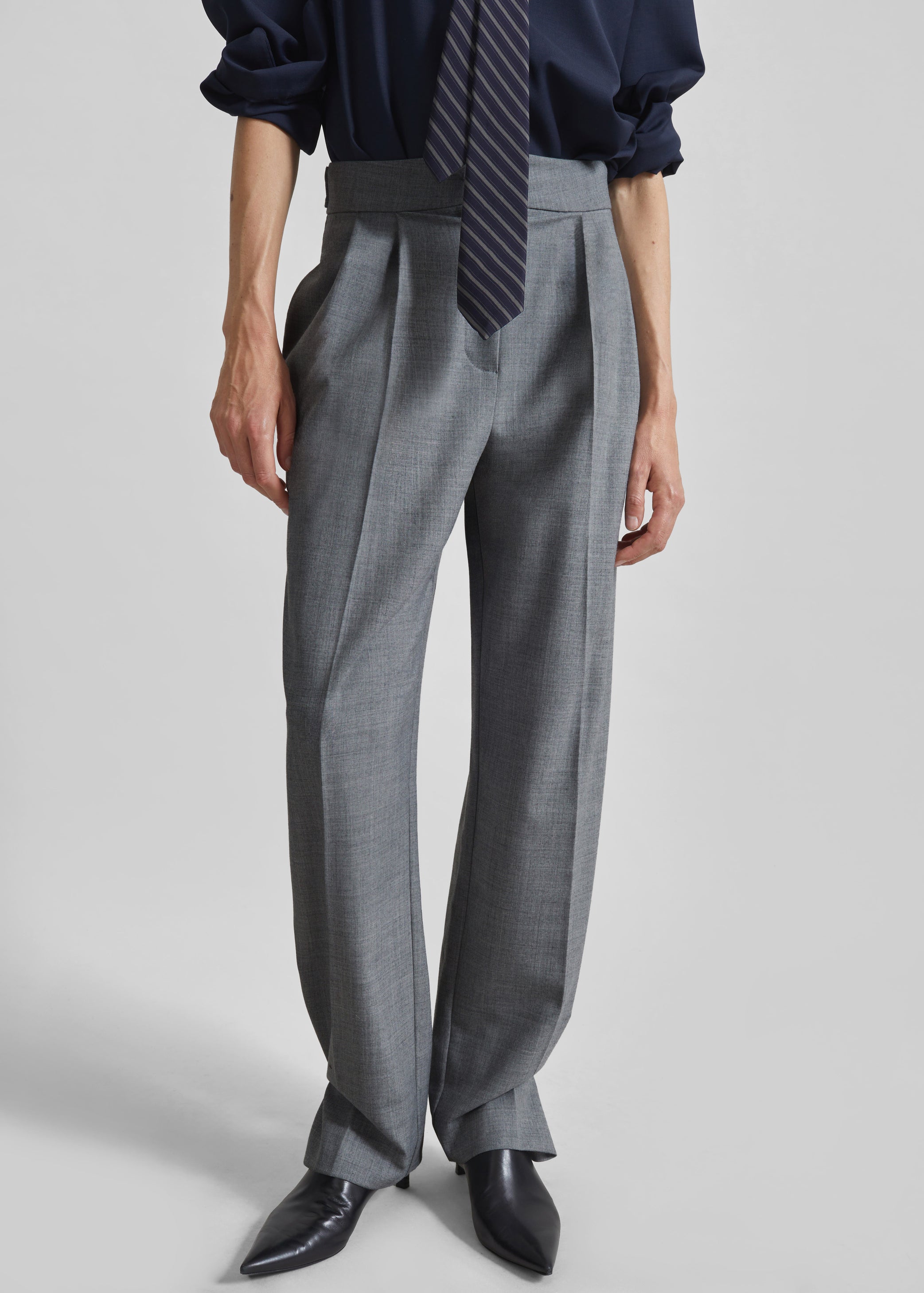 Shop the look image for Doyer Pleated Trousers - Light Grey
