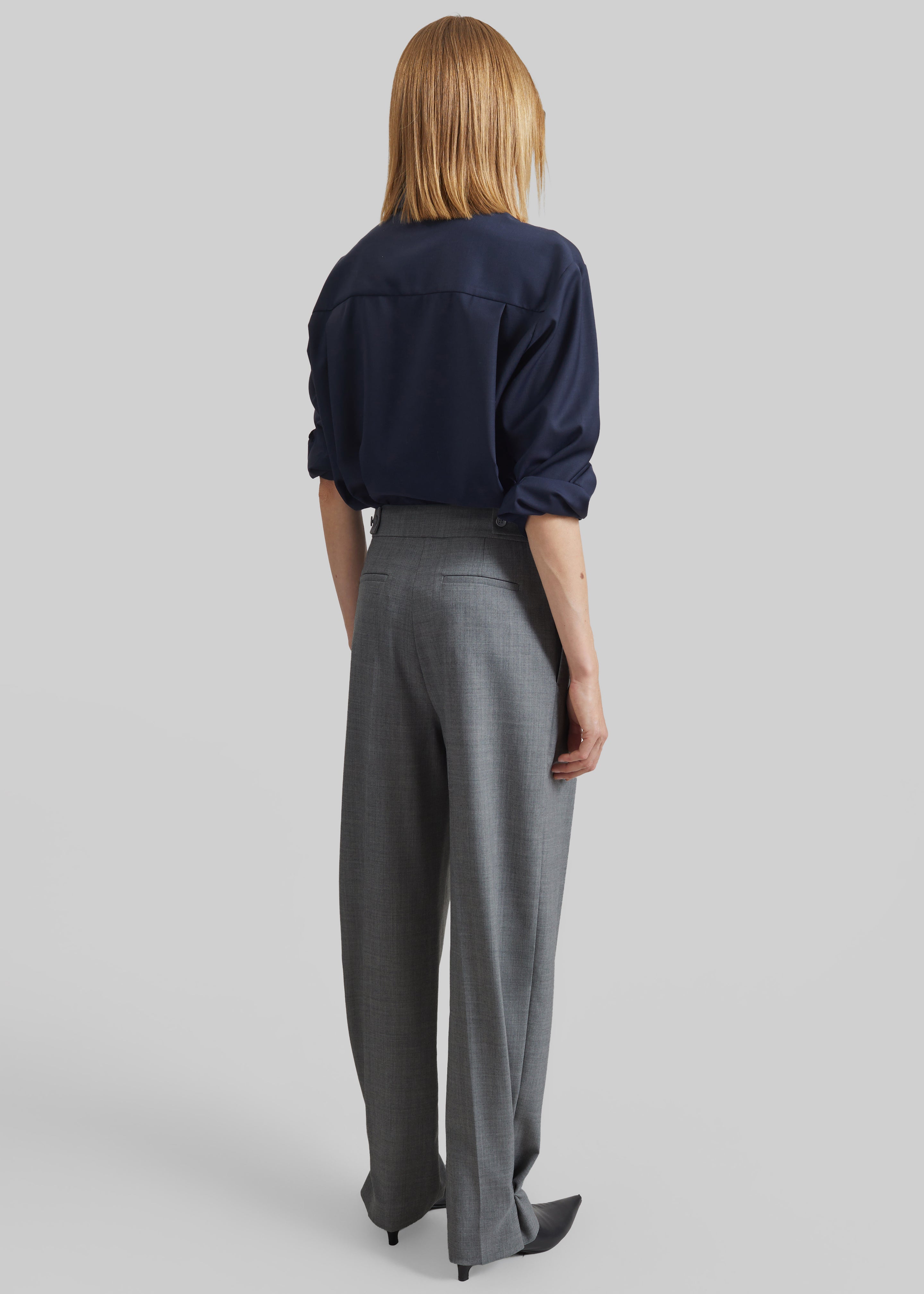 Doyer Pleated Trousers - Light Grey - 7