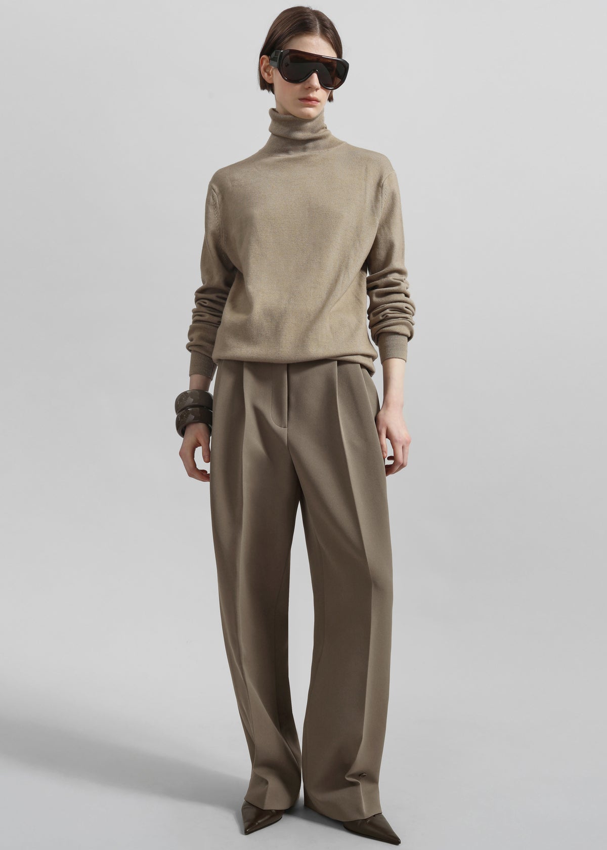 Doyer Pleated Trousers - Moss Green - 1