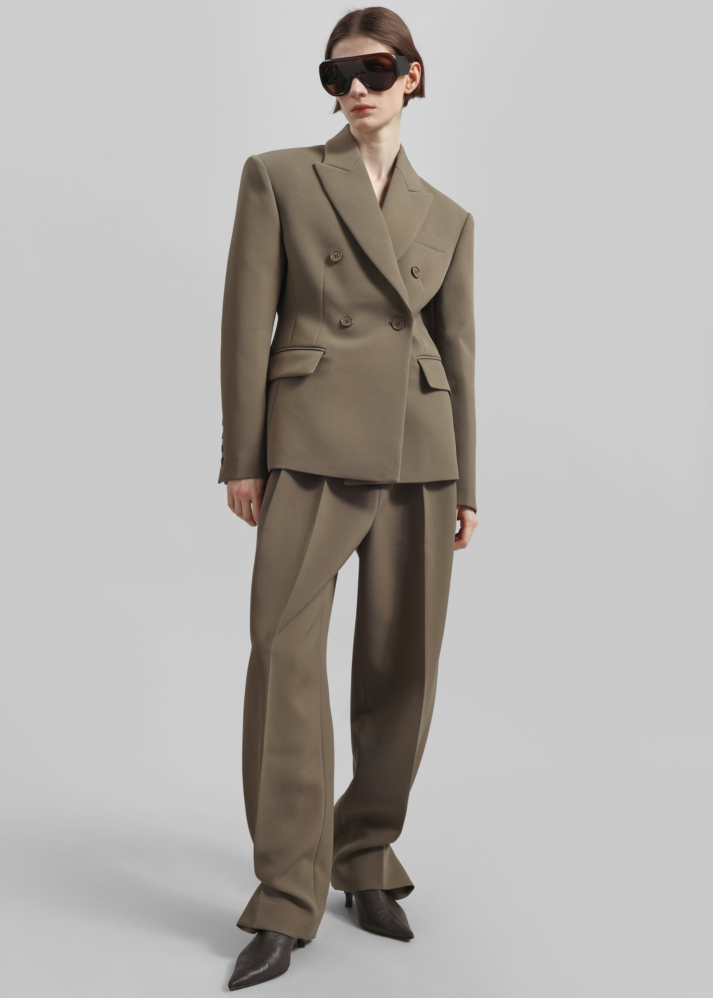 Doyer Pleated Trousers - Moss Green - 3