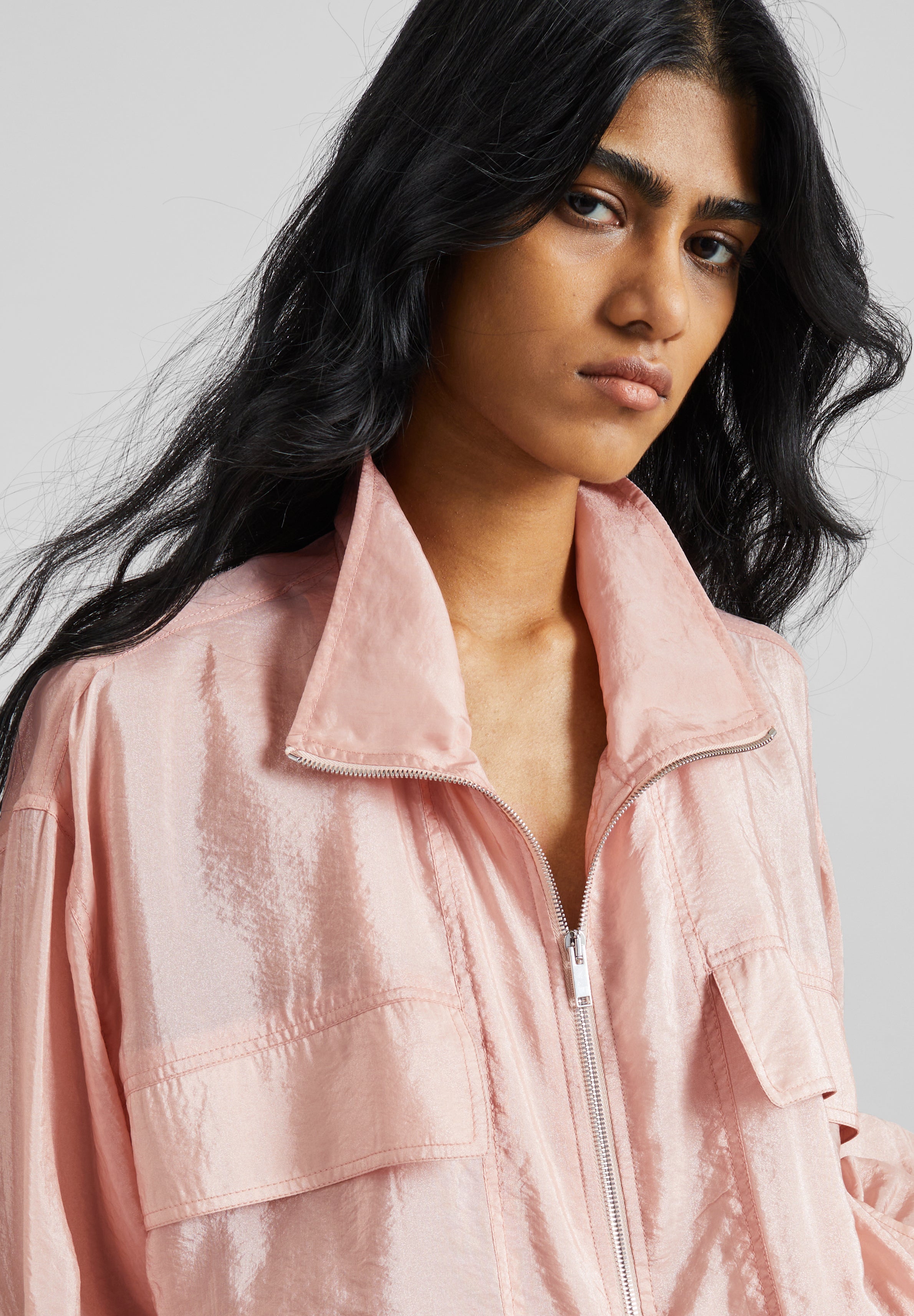 Drea Sheer Bomber Jacket - Faded Pink – The Frankie Shop