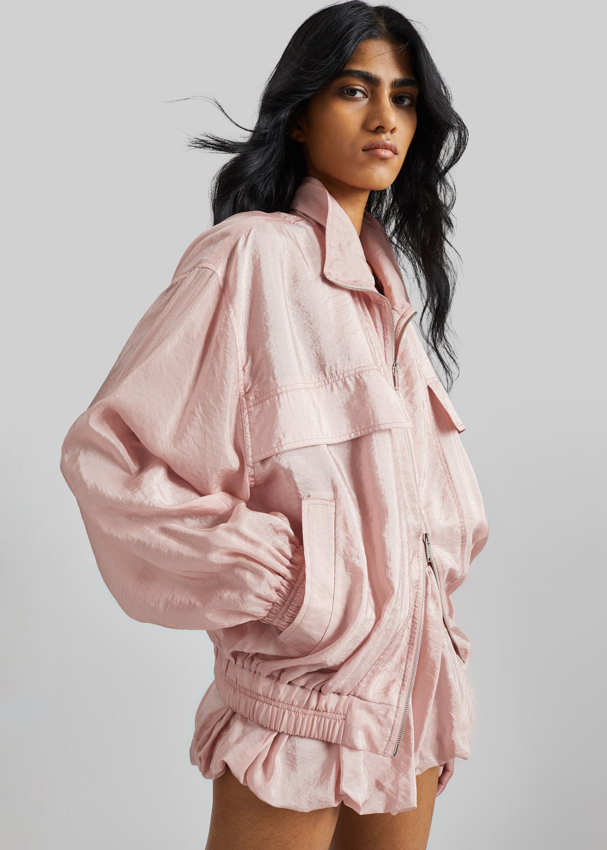 Drea Sheer Bomber Jacket - Faded Pink - 2