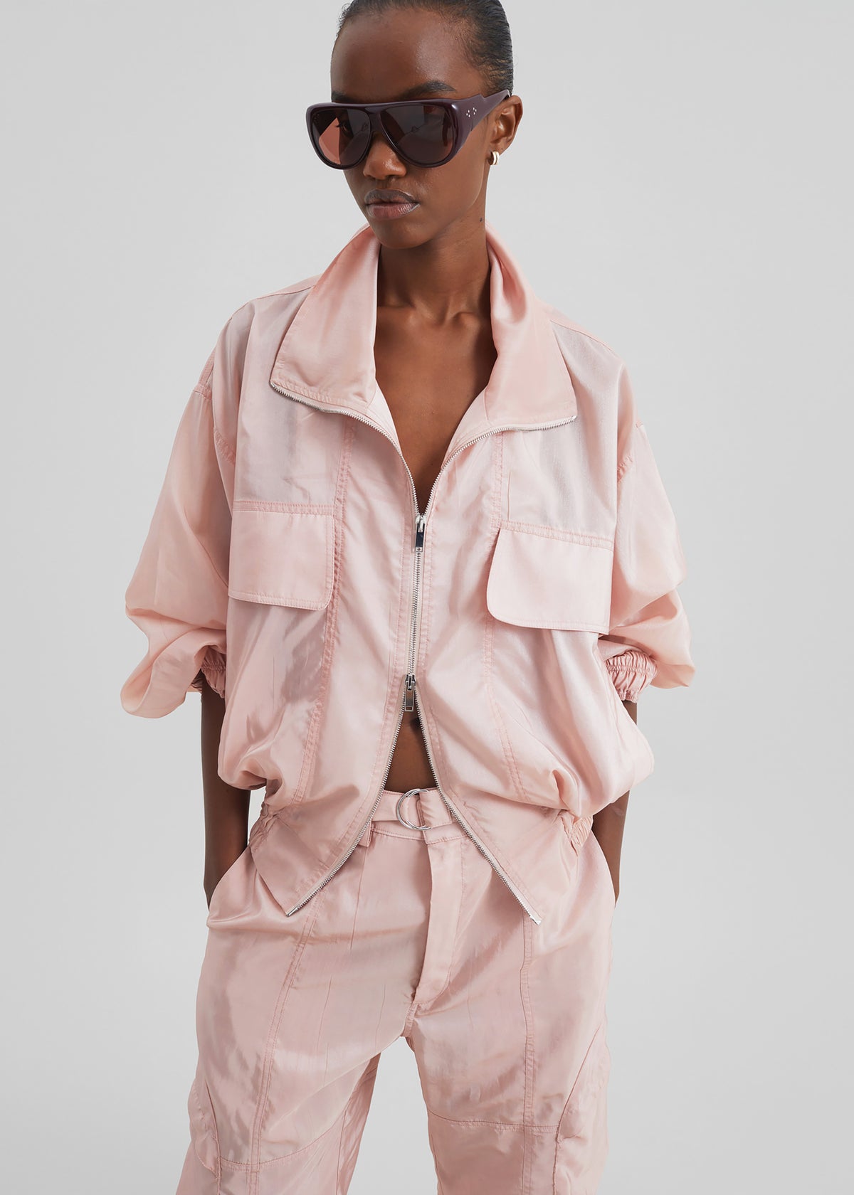 Drea Sheer Bomber Jacket - Faded Pink - 8
