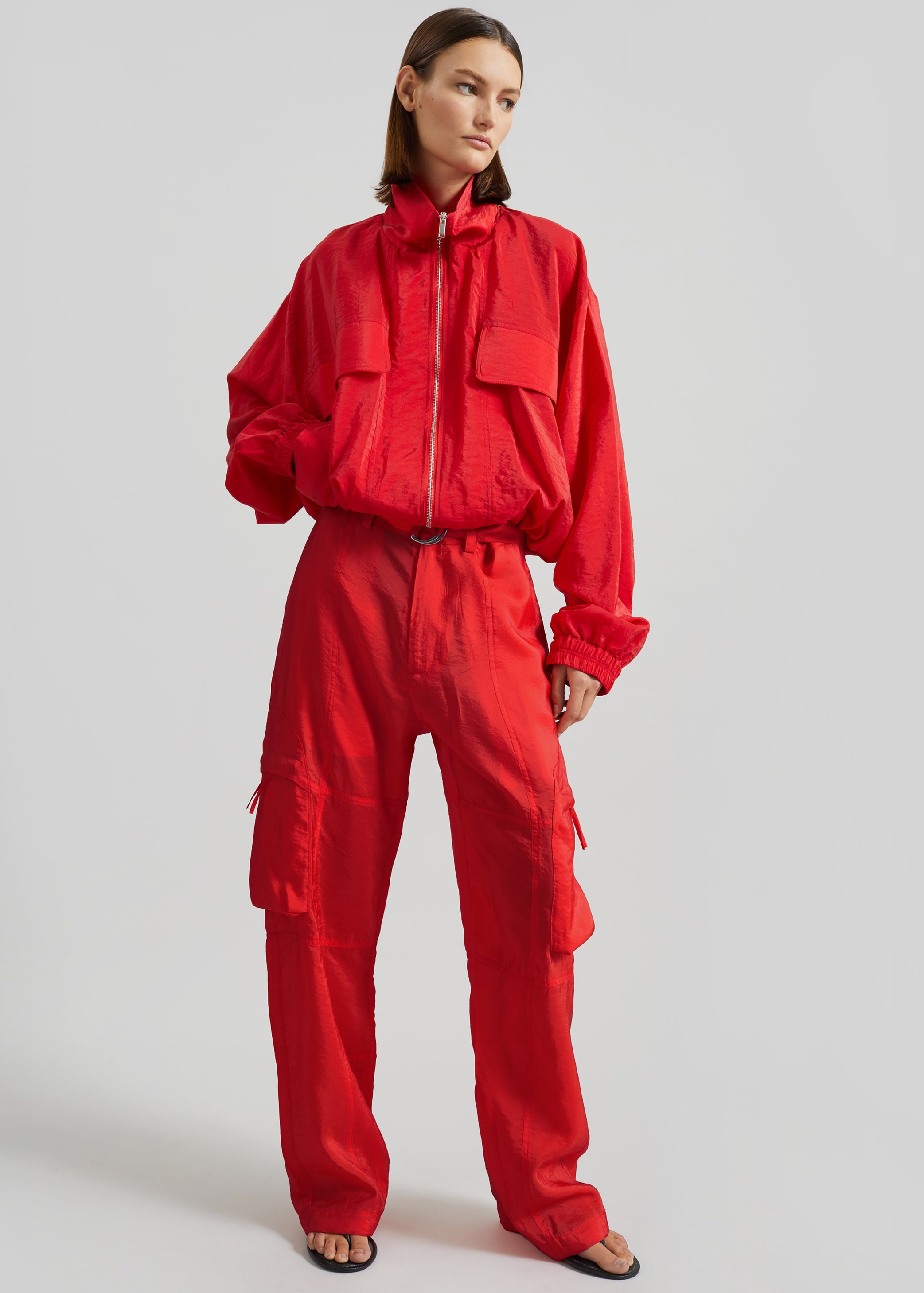 Shop the look image for Drea Sheer Bomber Jacket - Red