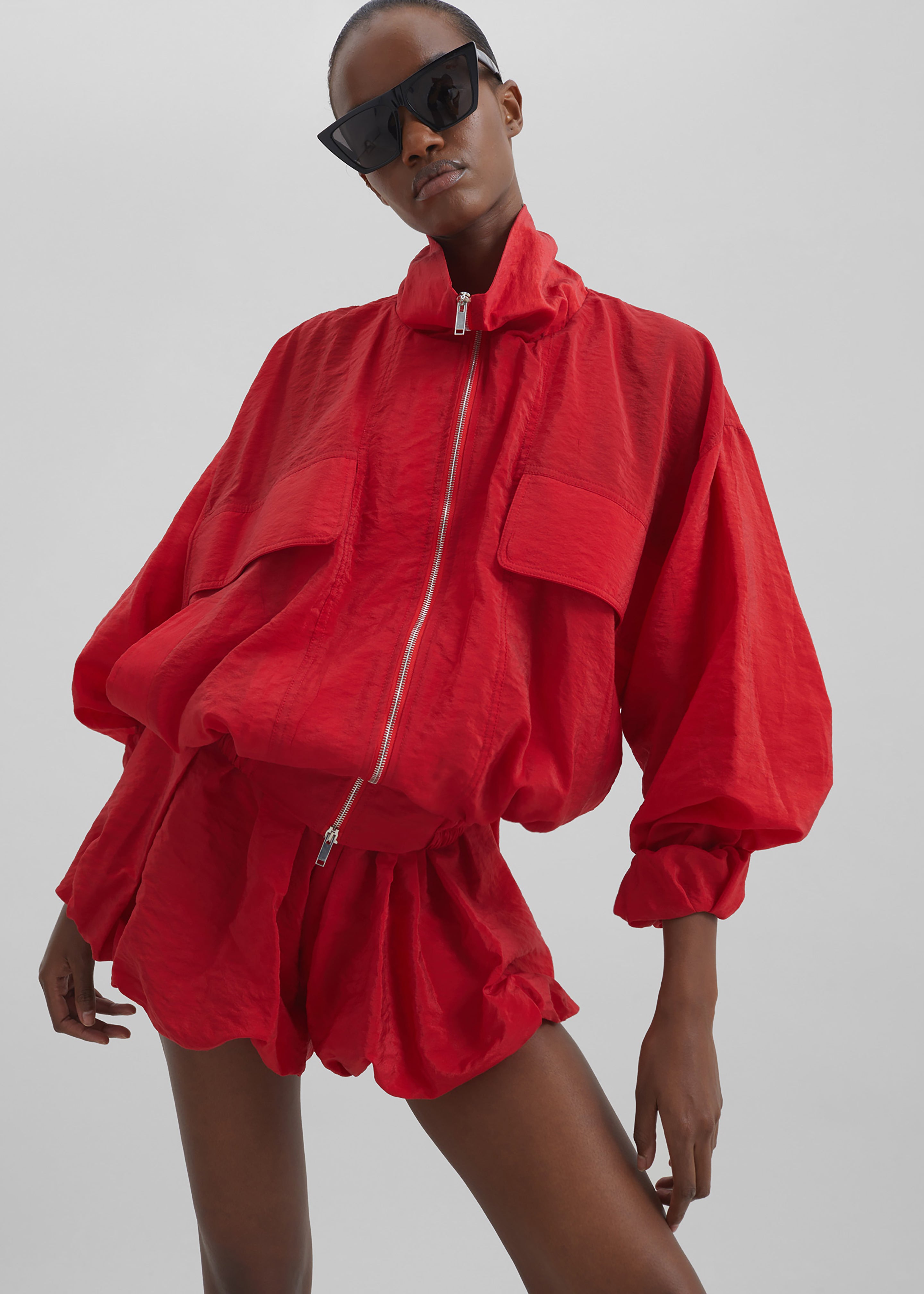 Drea Sheer Bomber Jacket - Red – The Frankie Shop