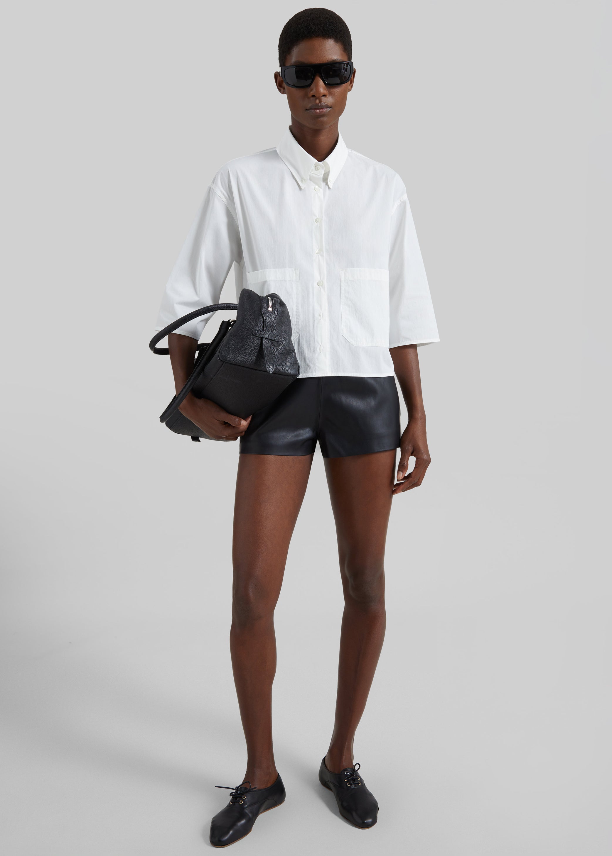 Shop the look image for Dreux Faux Leather Hot Pants - Black