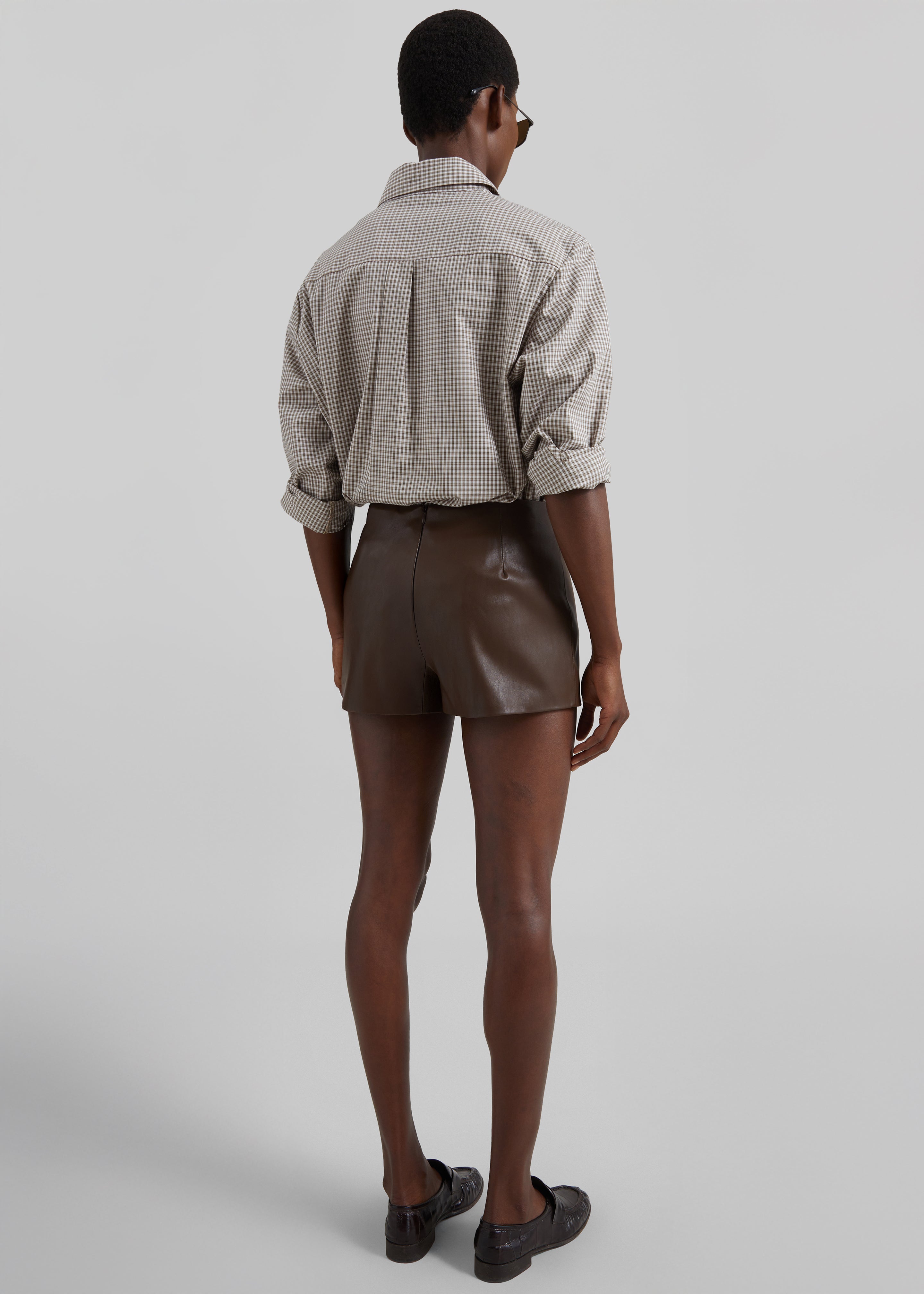 Dreux Faux Leather Hot Pants - Brown - 10