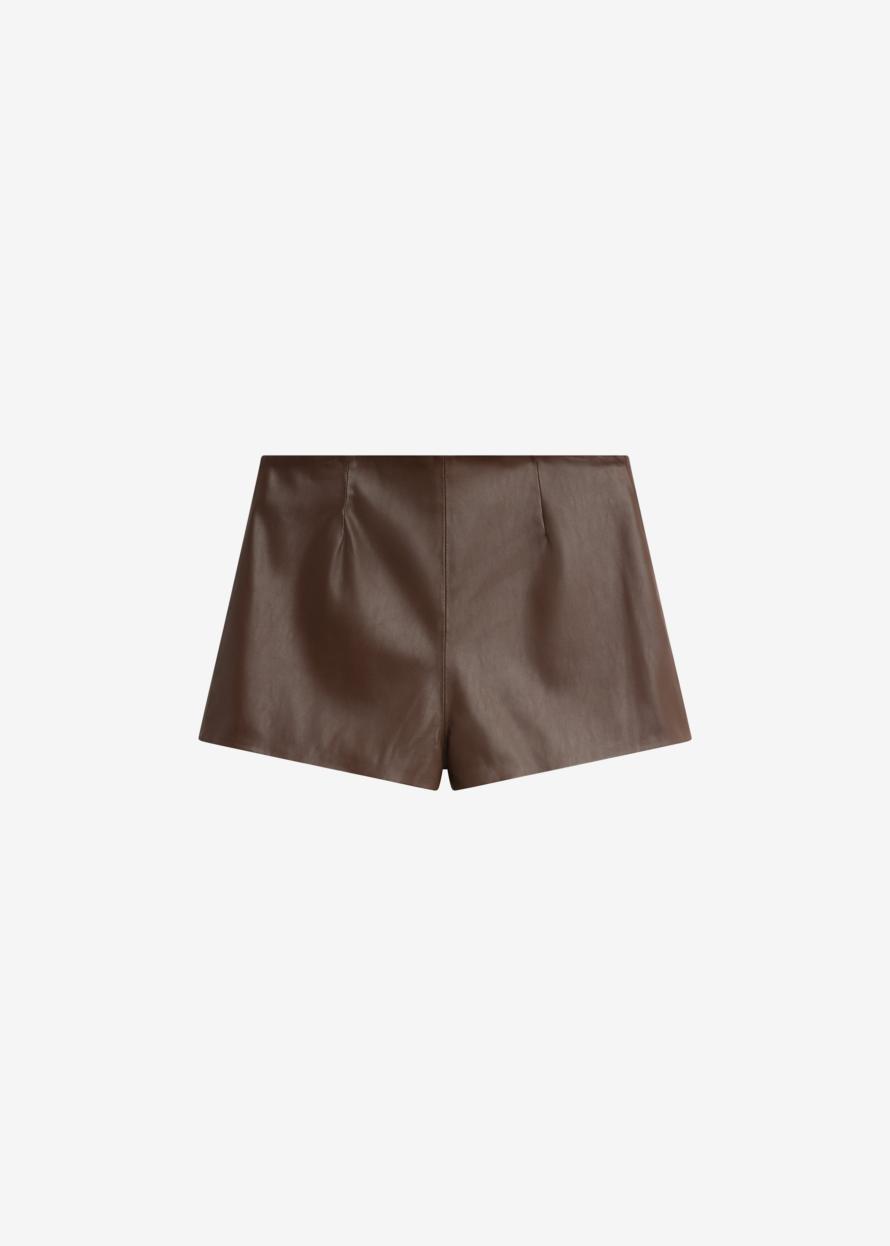 Dreux Faux Leather Hot Pants - Brown - 11