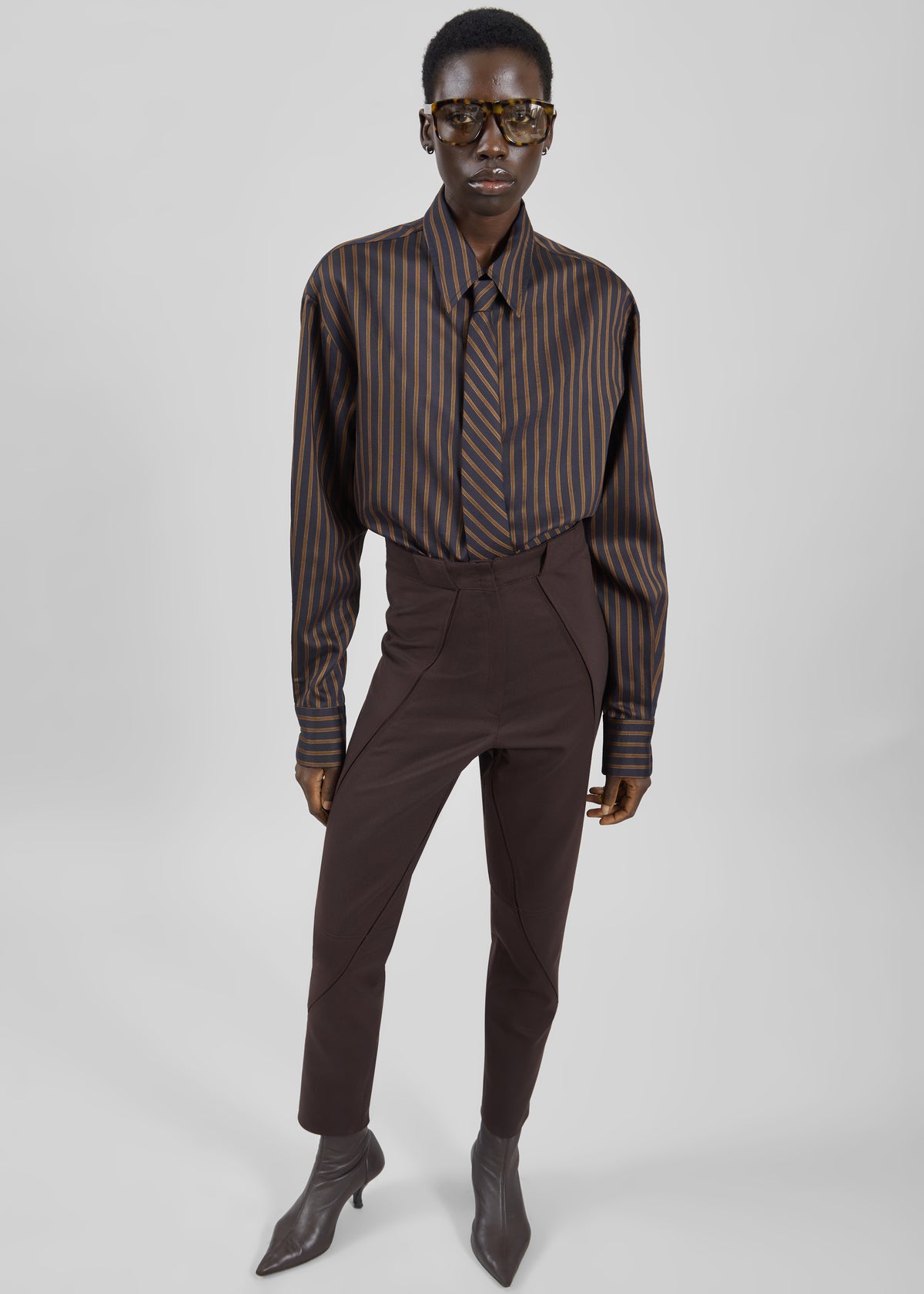 Dune Panelled Pants - Dark Brown