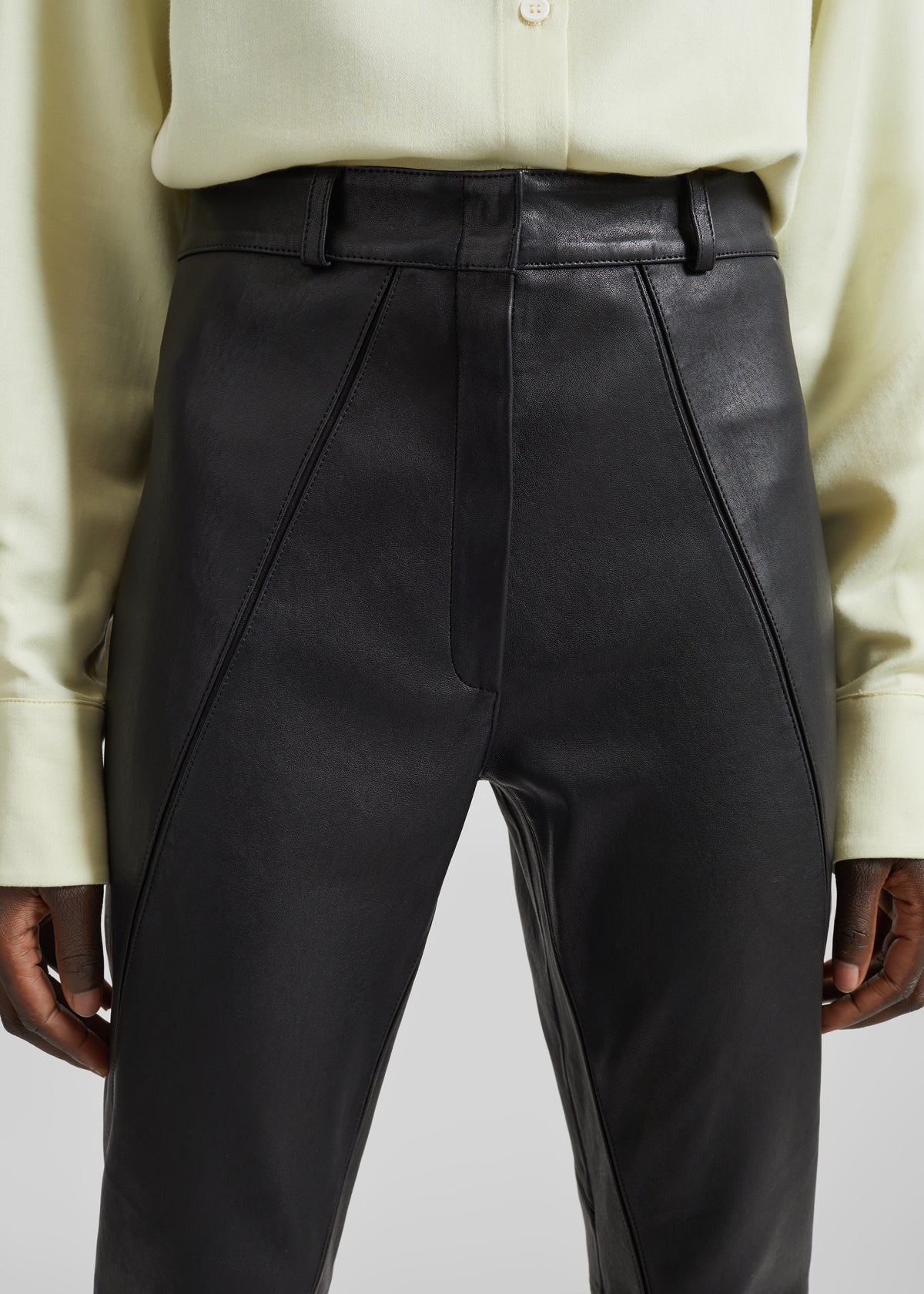 Dune Stretch Leather Panelled Pants - Black