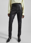 Dune Stretch Leather Panelled Pants - Black