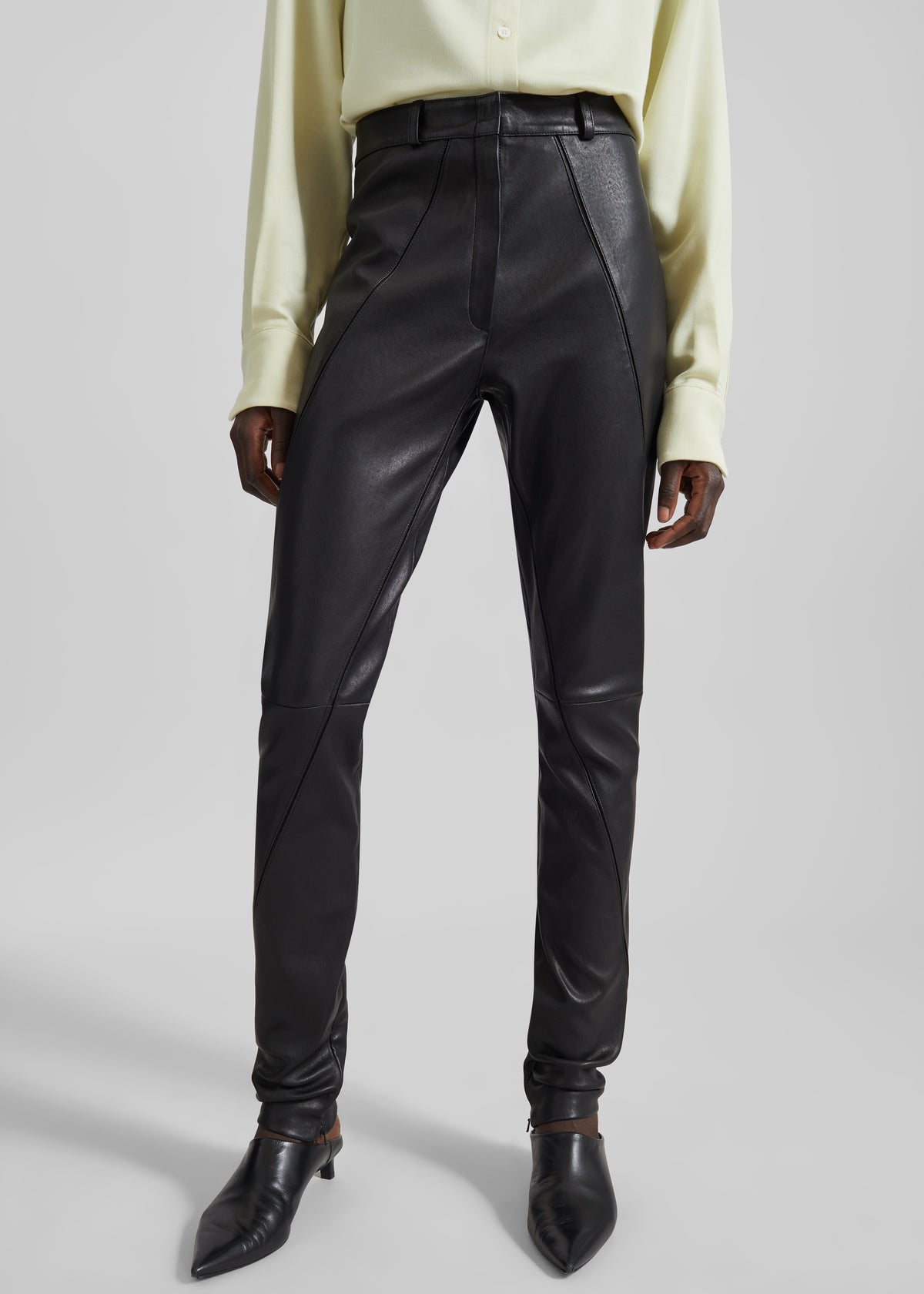 Dune Stretch Leather Panelled Pants - Black