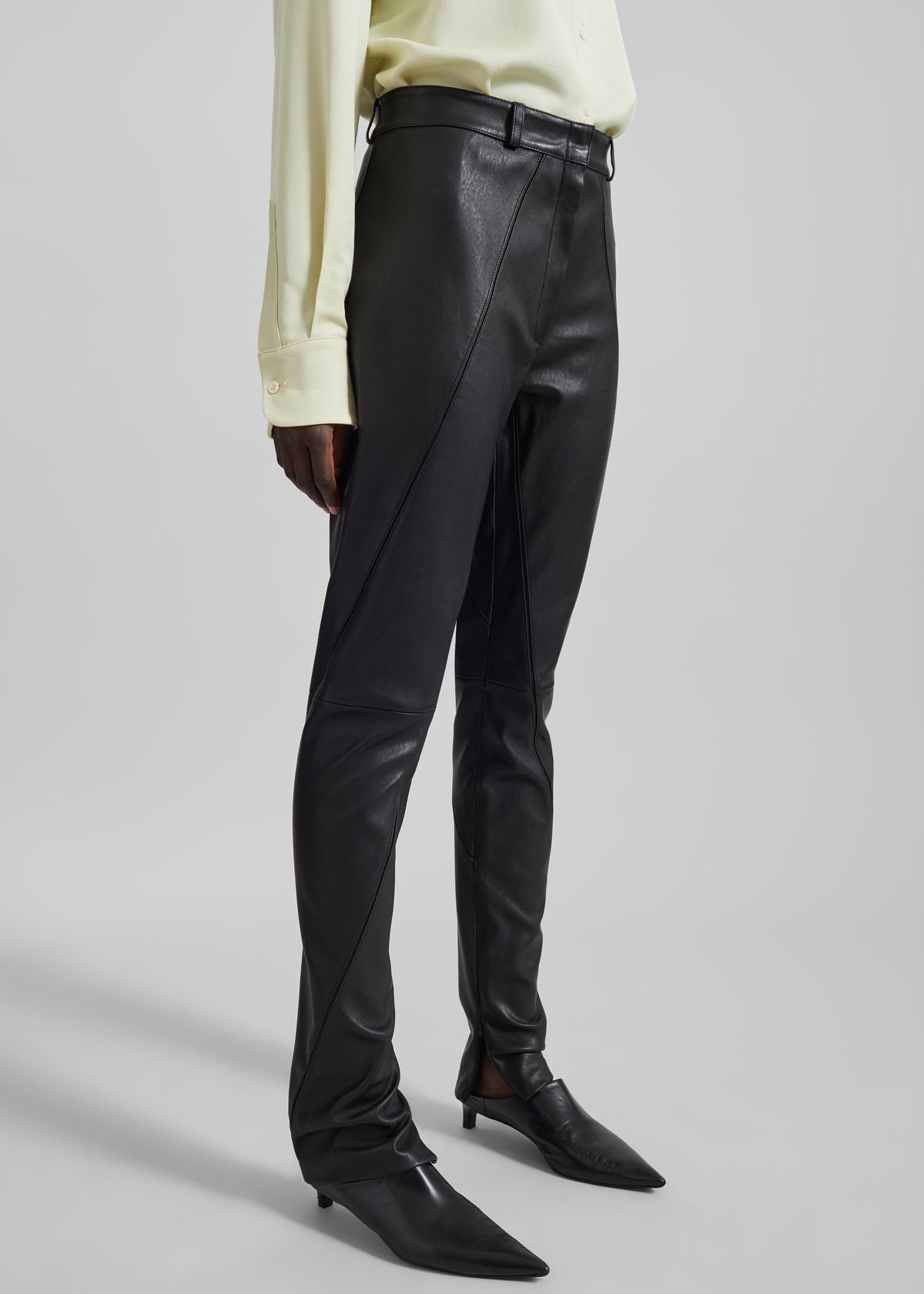 Dune Stretch Leather Panelled Pants - Black