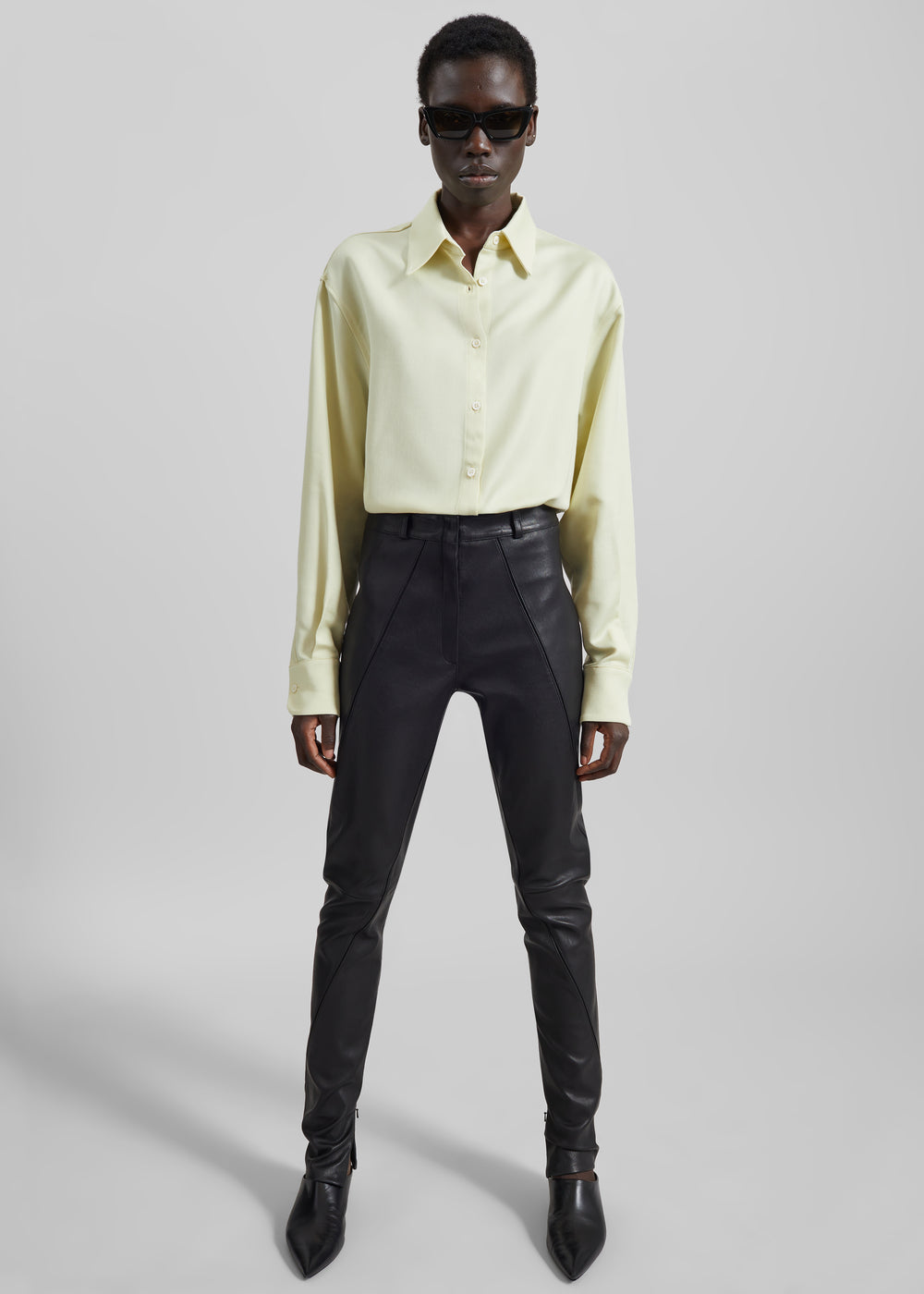Dune Stretch Leather Panelled Pants - Black - 1