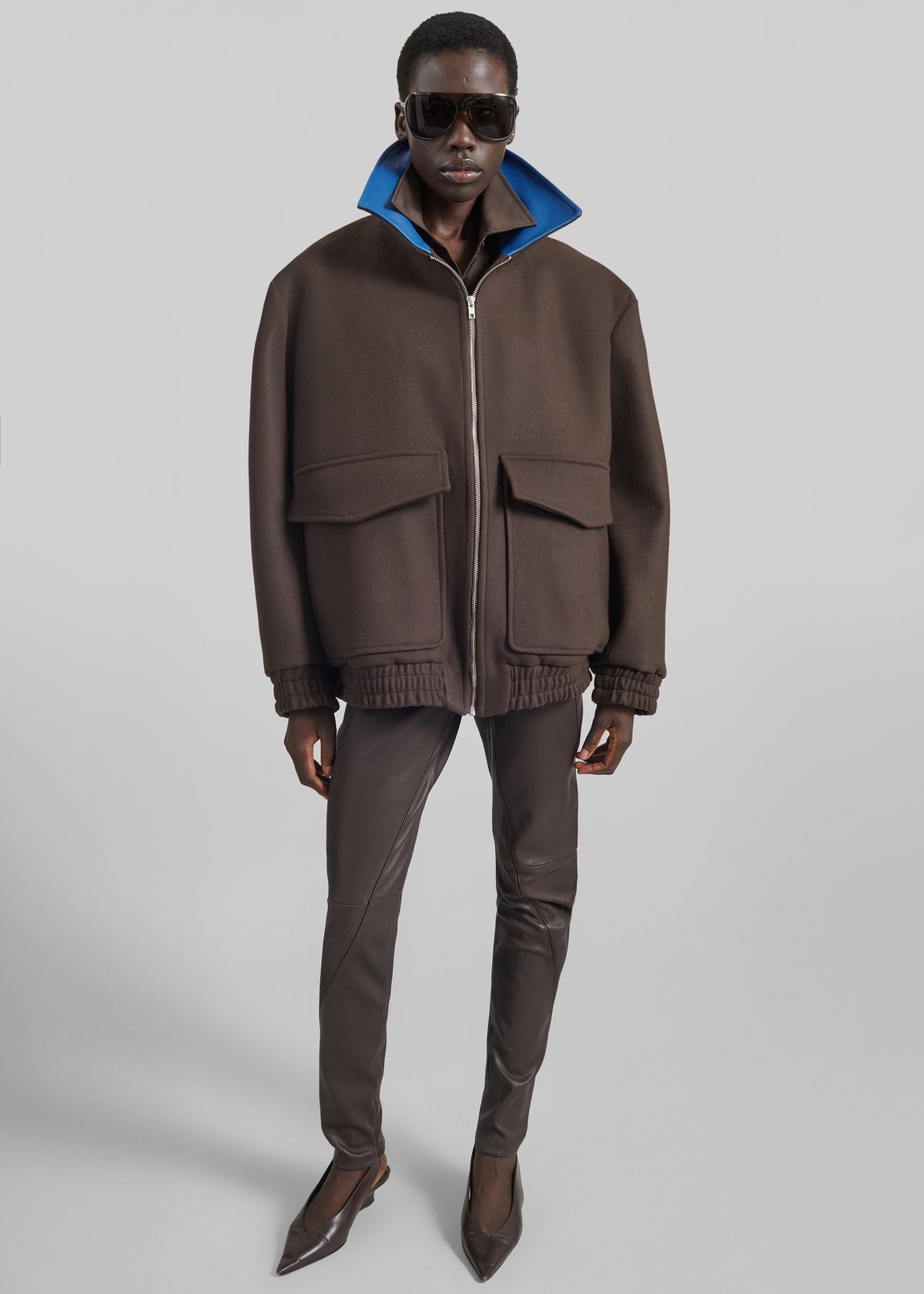 Dune Stretch Leather Panelled Pants - Brown