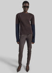 Dune Stretch Leather Panelled Pants - Brown